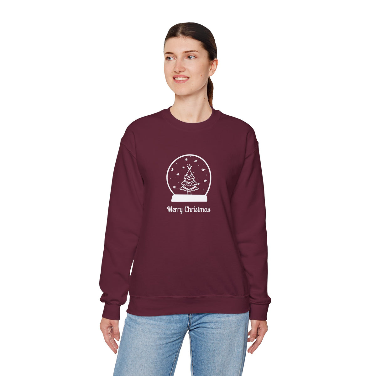 Snow Globe with Merry Christmas 🎄❄️✨ Unisex Heavy Blend Crewneck Sweatshirt