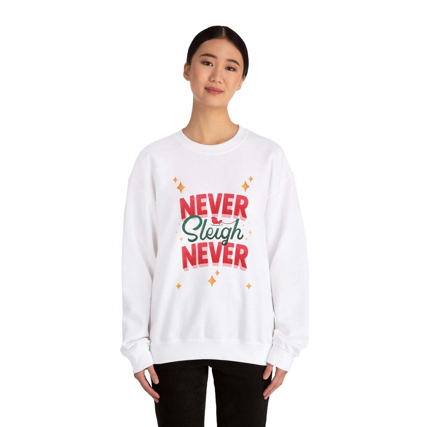 Unisex Heavy Blend Crewneck Sweatshirt Never Sleigh Never 🎄✨