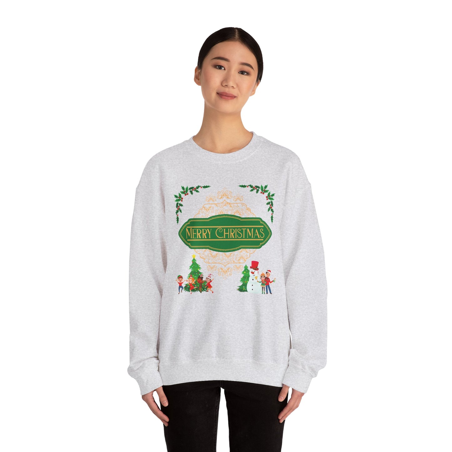 Unisex Heavy Blend Crewneck Sweatshirt Elegant Merry Christmas 🎄☃️✨