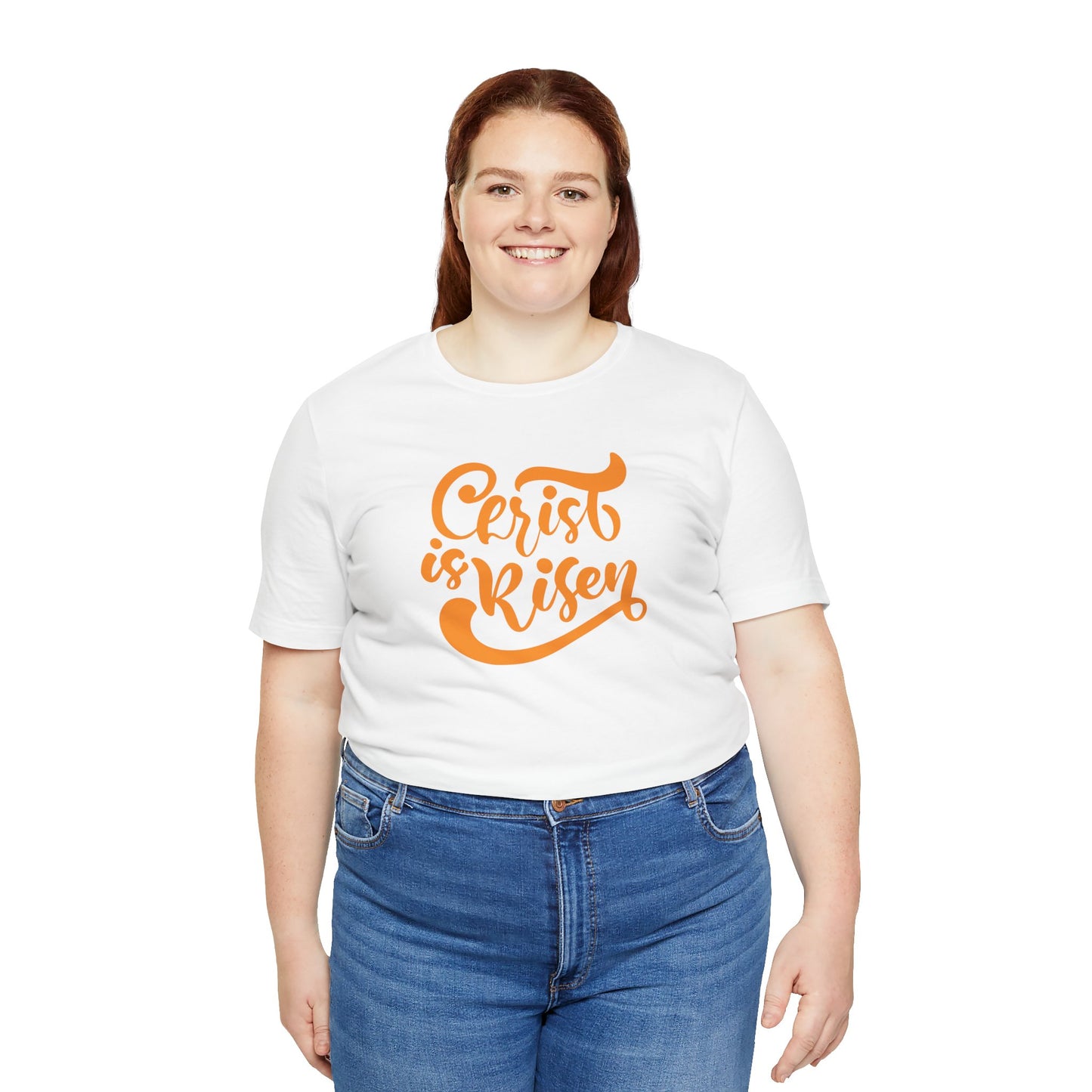 Christ is Risen Orange Print Unisex Jersey Short Sleeve Tee