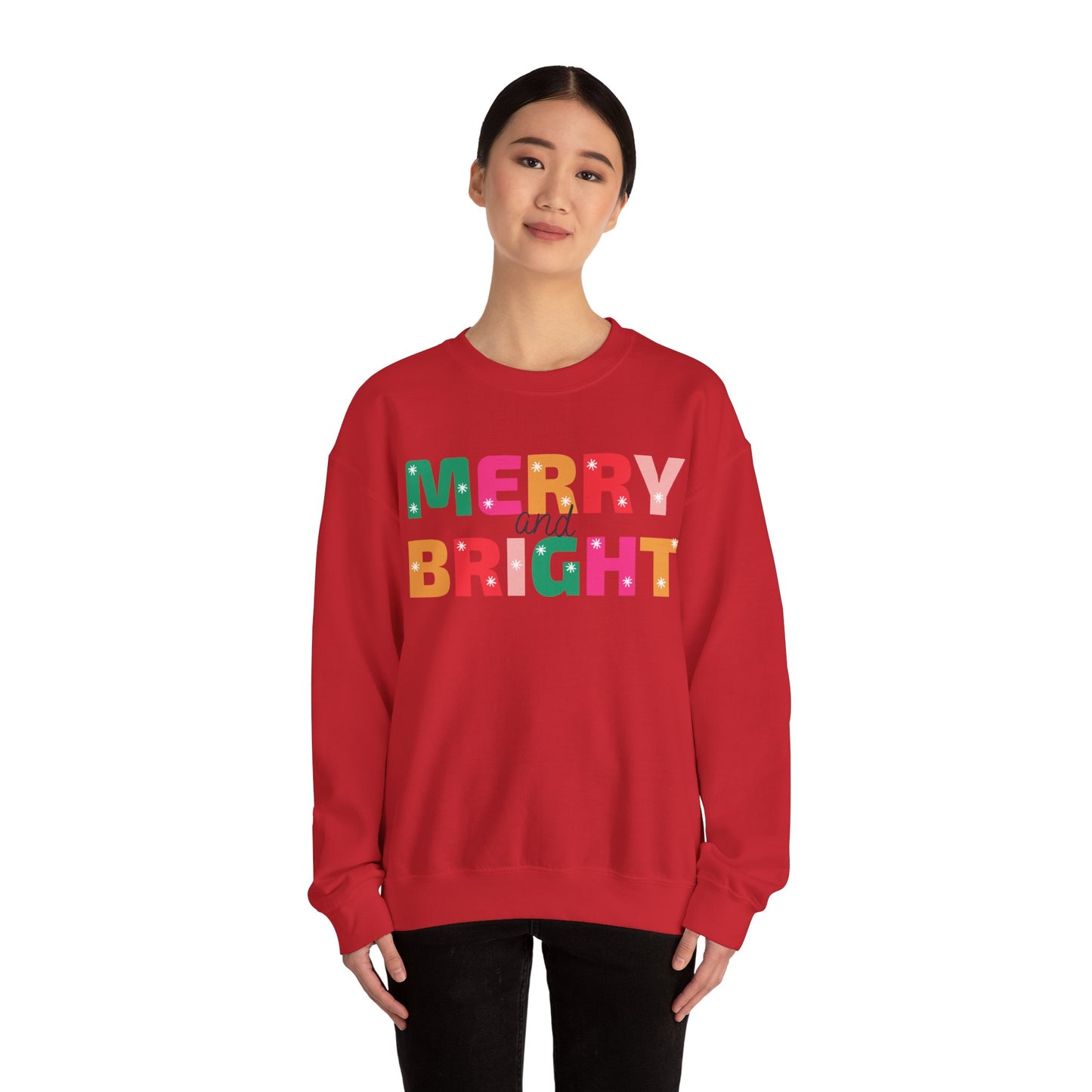 Unisex Heavy Blend Crewneck Sweatshirt Colorful Merry and Bright 🎄✨🌈