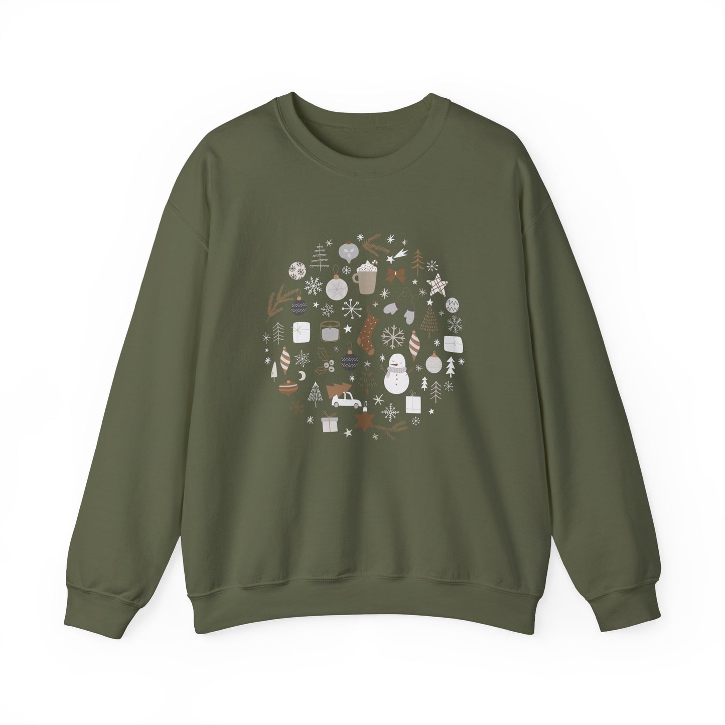 Unisex Heavy Blend Crewneck Sweatshirt Festive Holiday Round Collage 🎄☃️❄️