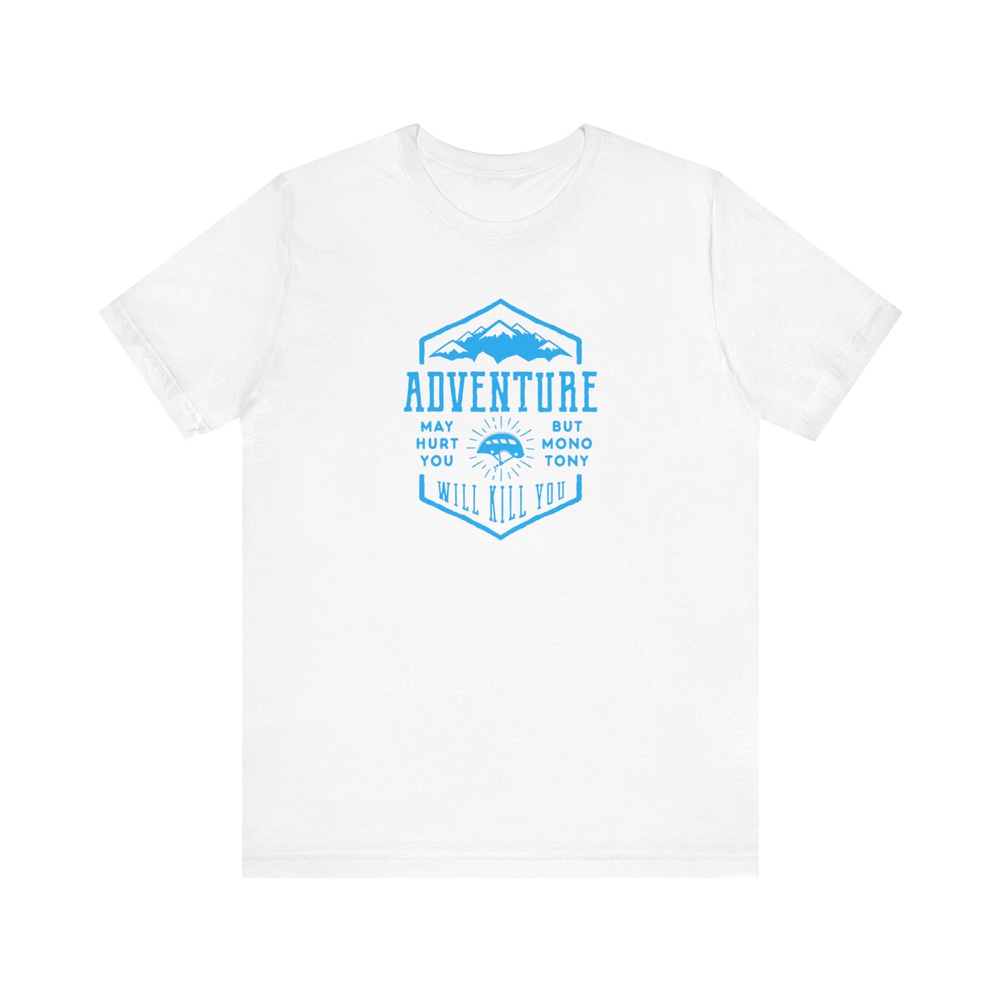 Unisex Jersey Short Sleeve Tee "Adventure" Blue Print