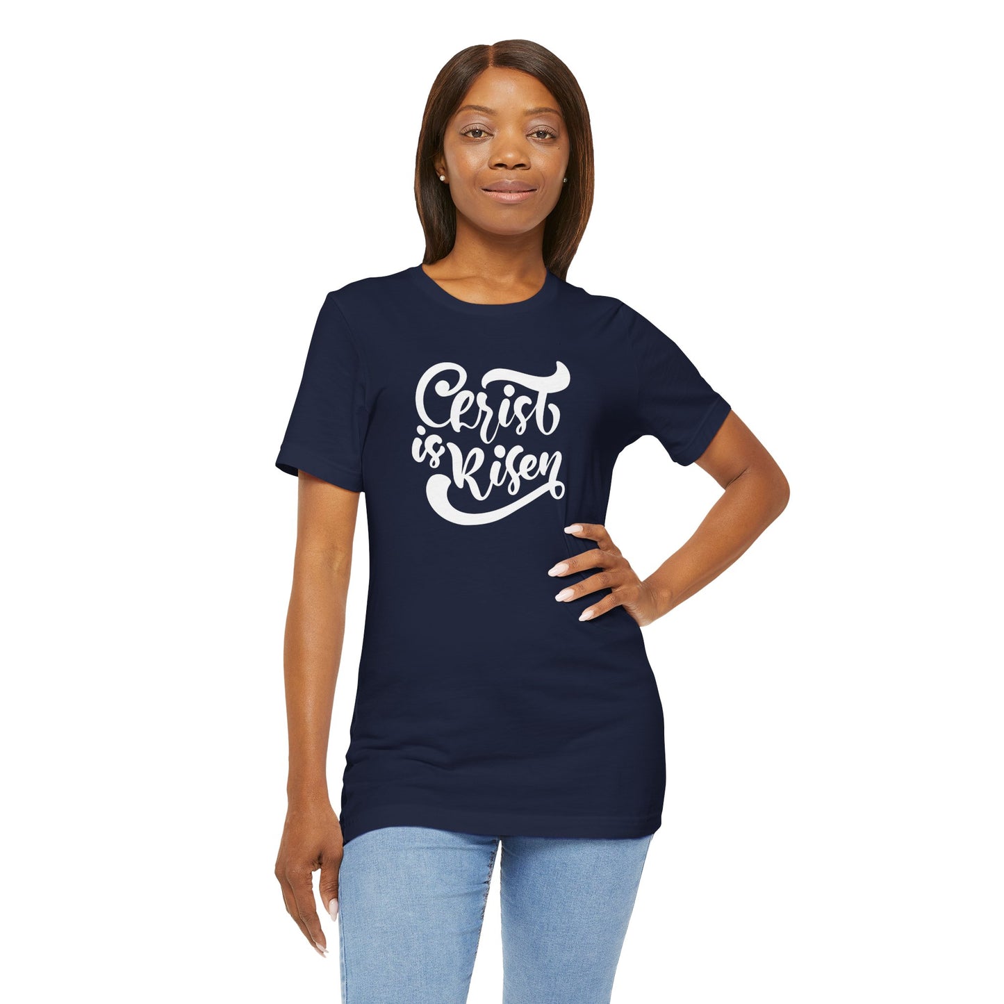Christ is Risen White Print Unisex Jersey Short Sleeve Tee