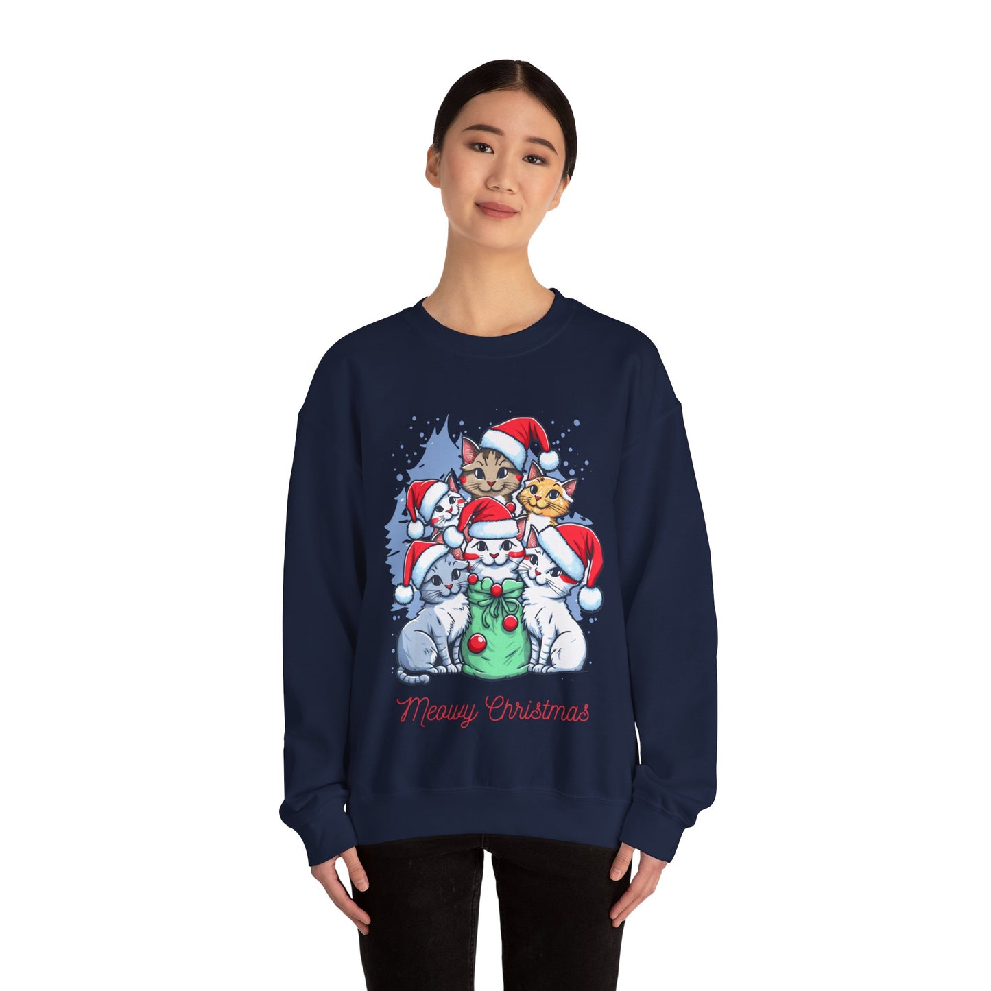 Unisex Heavy Blend Crewneck Sweatshirt Meowy Christmas 🎅🐾✨