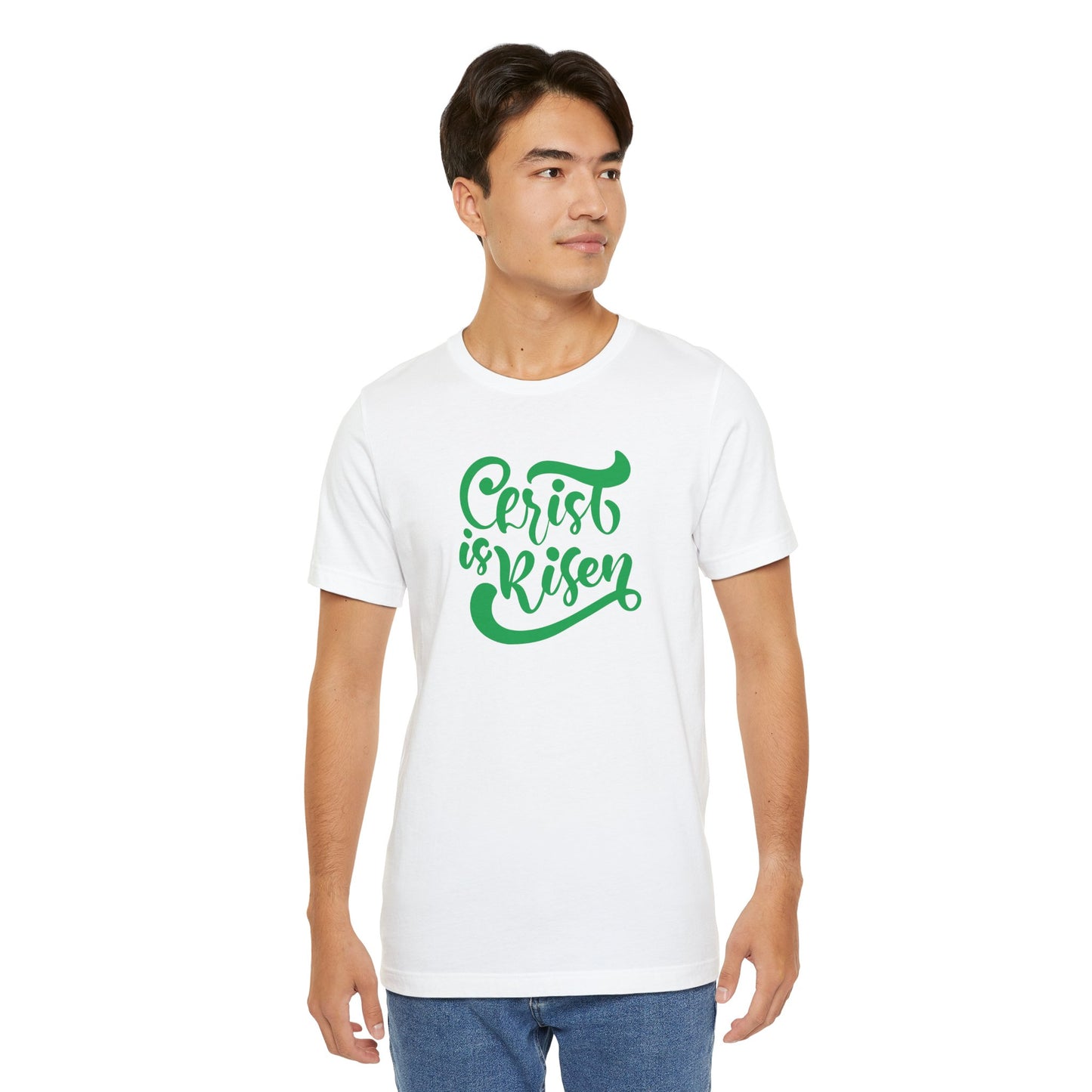 Christ is Risen Green Print Unisex Jersey Short Sleeve Tee