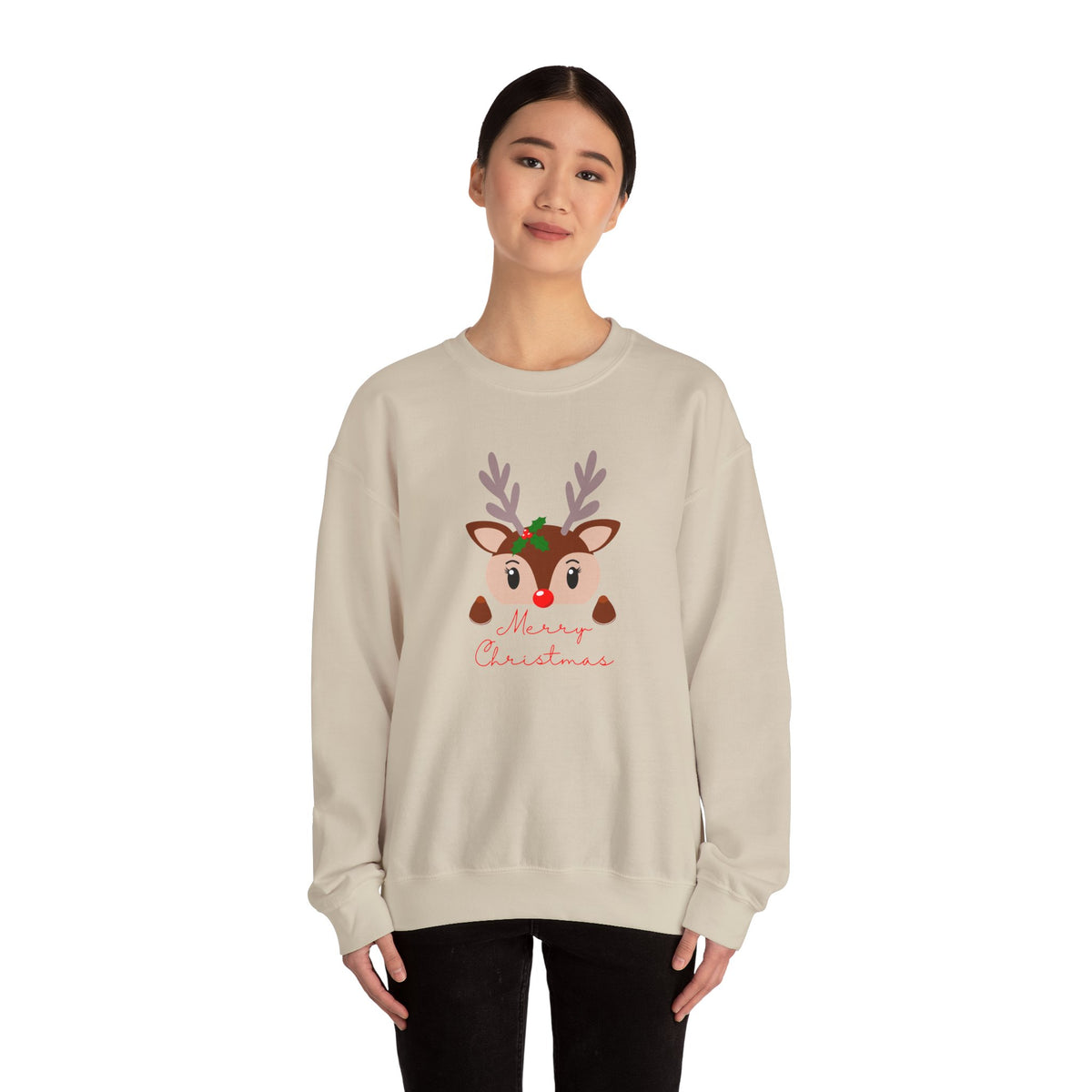 Unisex Heavy Blend Crewneck Sweatshirt Adorable Baby Deer Merry Christmas 🎄🦌✨