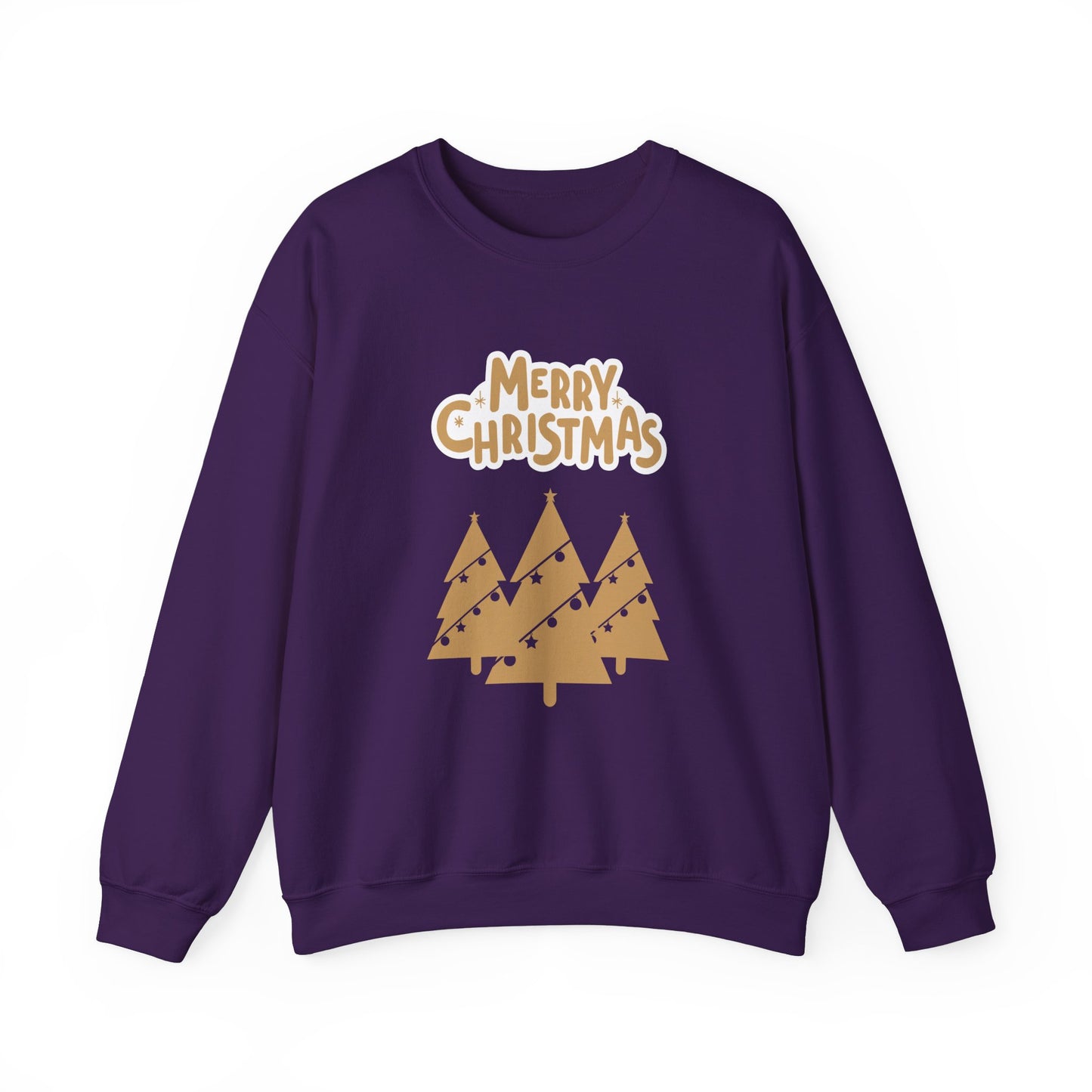 Unisex Heavy Blend Crewneck Sweatshirt Merry Christmas Gold Trees 🎄✨💛