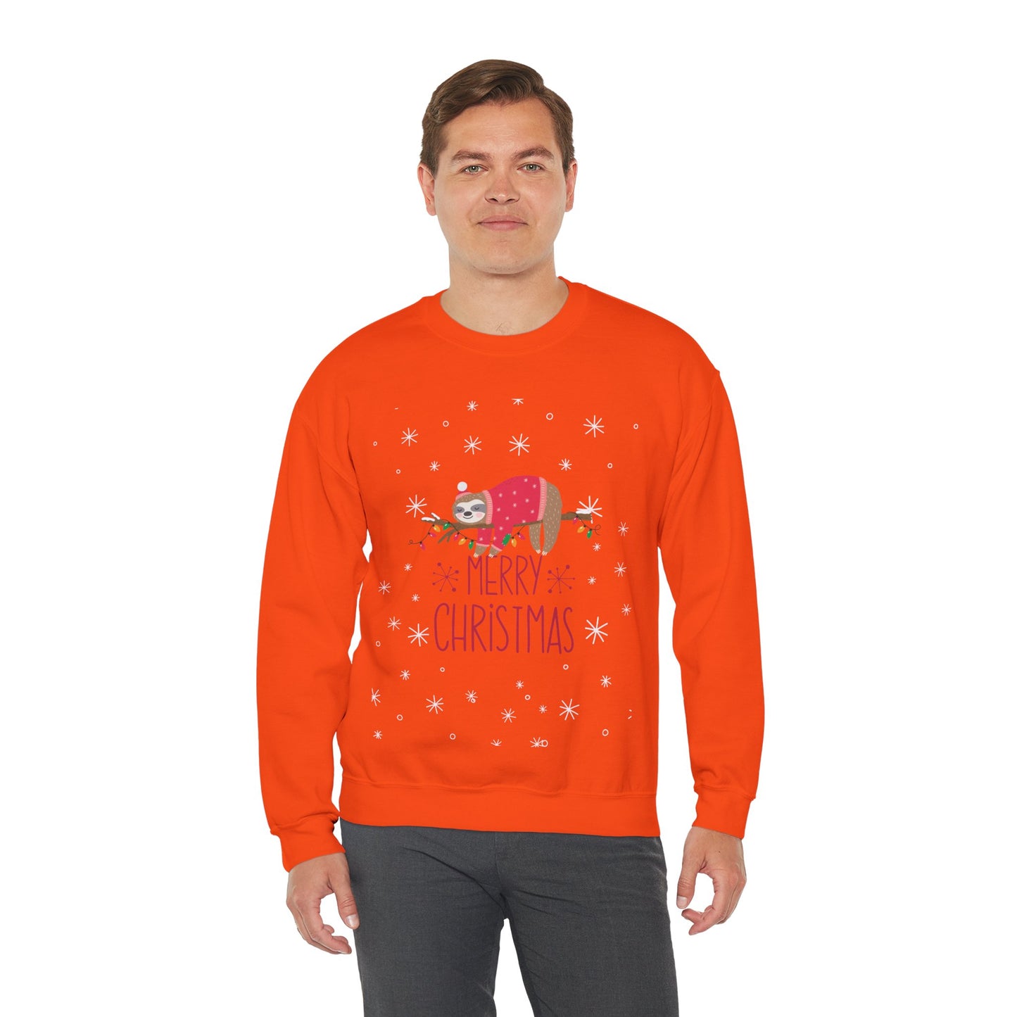 Merry Christmas Sloth 🎄🦥✨ Unisex Heavy Blend Crewneck Sweatshirt