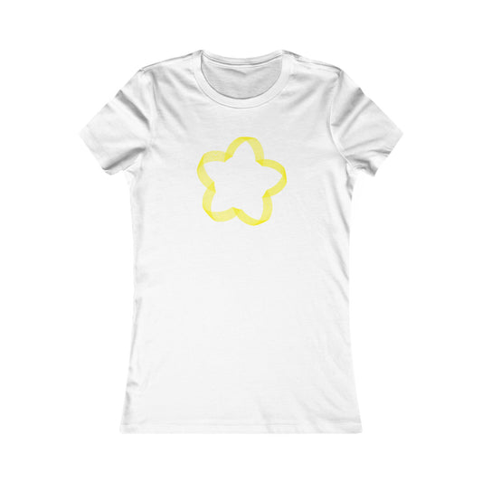 Women's Favorite T-Shirt "Geometric Petal Play" Whimsical 5-Petal Flower Yellow Print