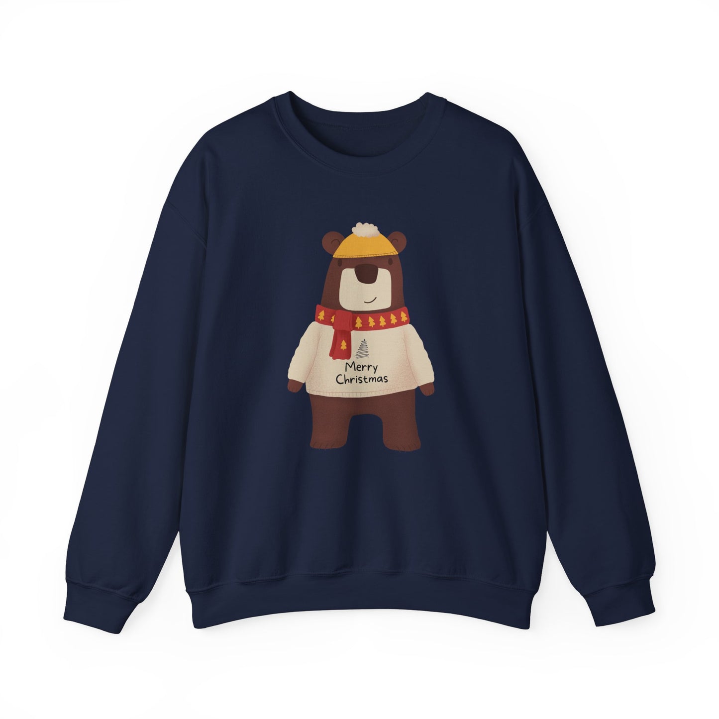 Unisex Heavy Blend Crewneck Sweatshirt Festive Bear in Sweater & Scarf 🎄🐻❤️