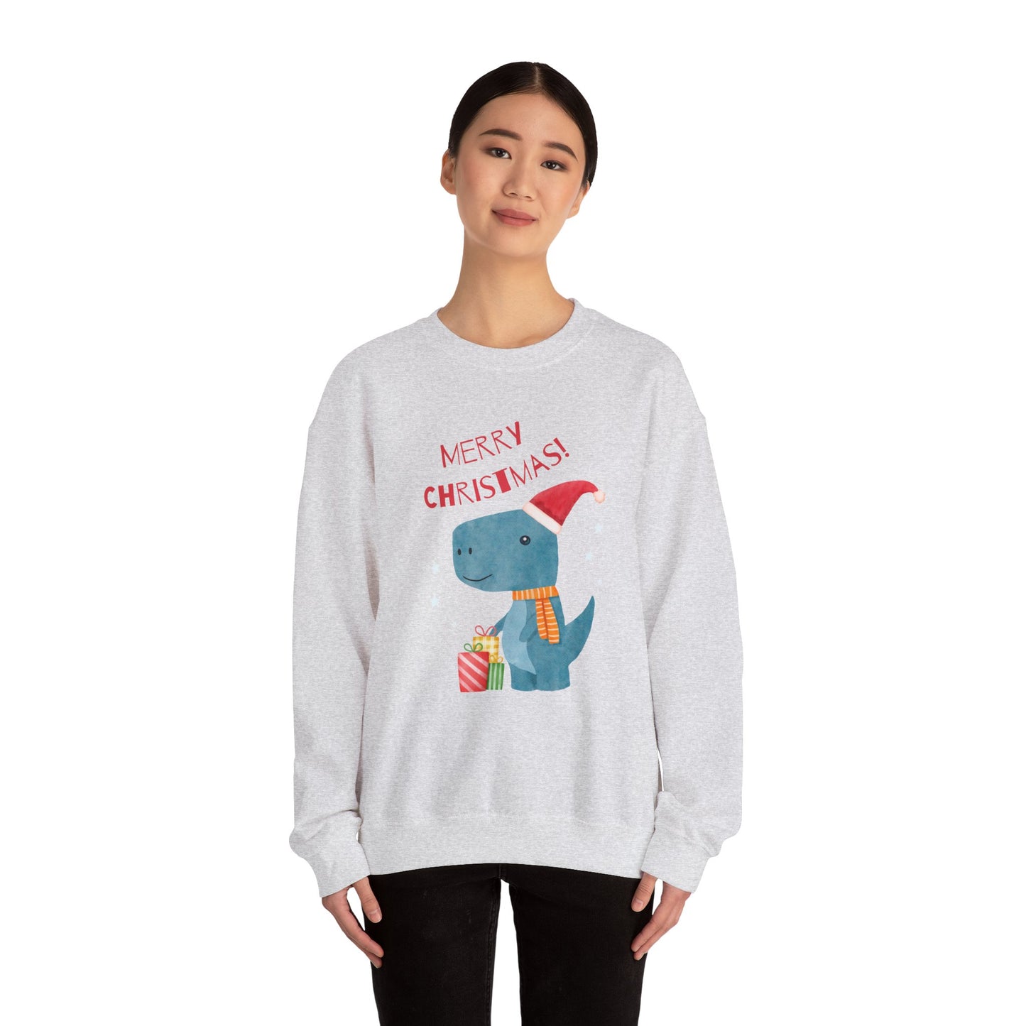 Merry Christmas Dino 🎄🦖🎁 Unisex Heavy Blend Crewneck Sweatshirt