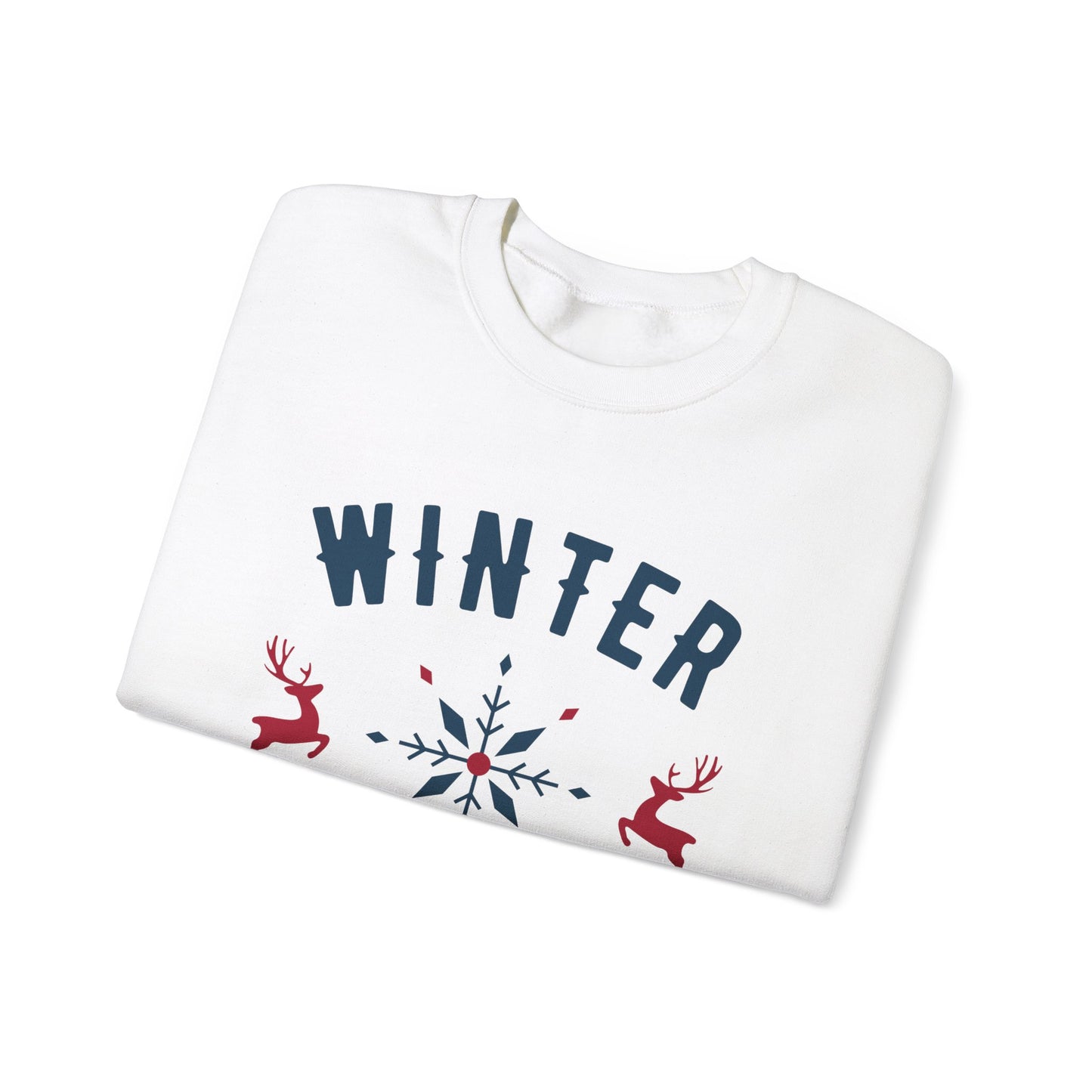 Unisex Heavy Blend Crewneck Sweatshirt Winter Cheer Snowflake & Reindeer ❄️🦌✨