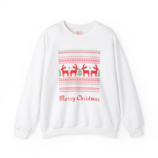 Unisex Heavy Blend Crewneck Sweatshirt Merry Christmas Faux Needlecraft Design 🎄✨