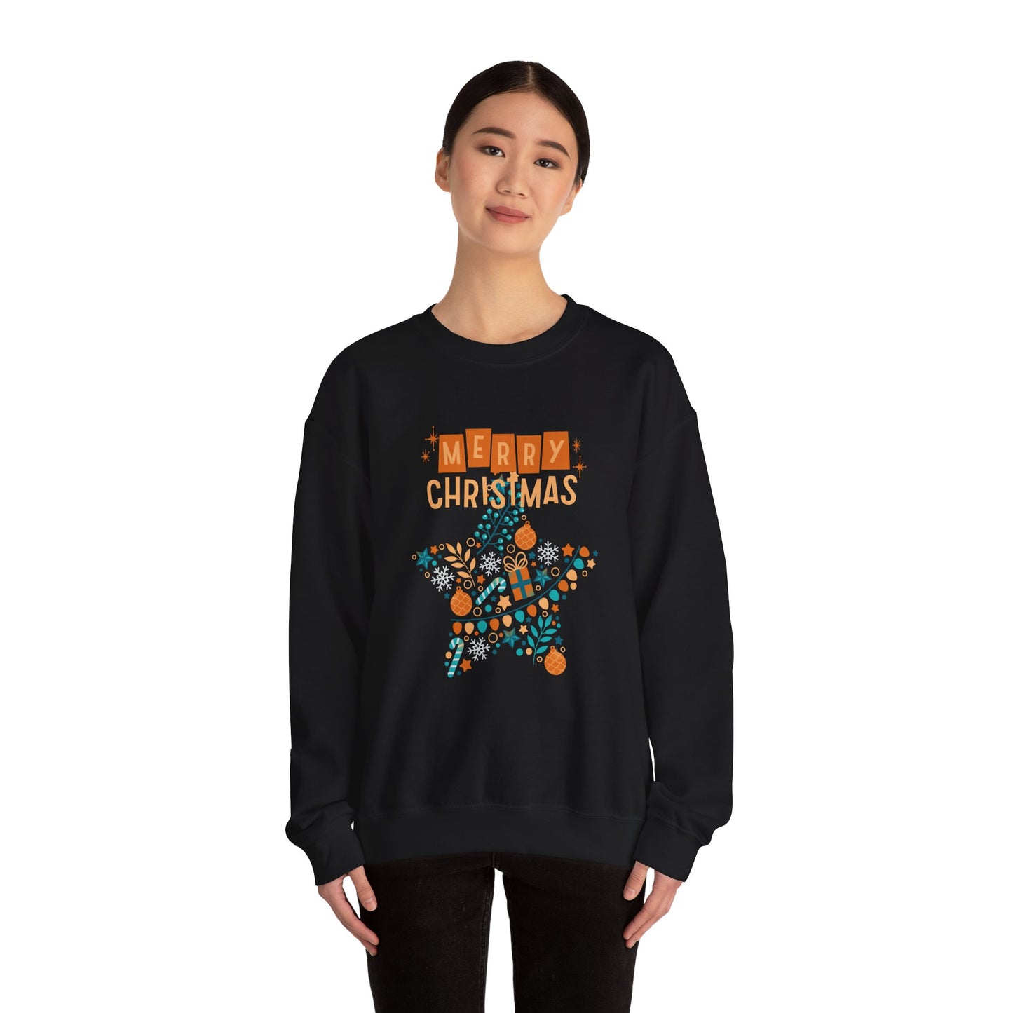 Unisex Heavy Blend Crewneck Sweatshirt Star-Shaped Christmas Montage 🎄⭐️✨