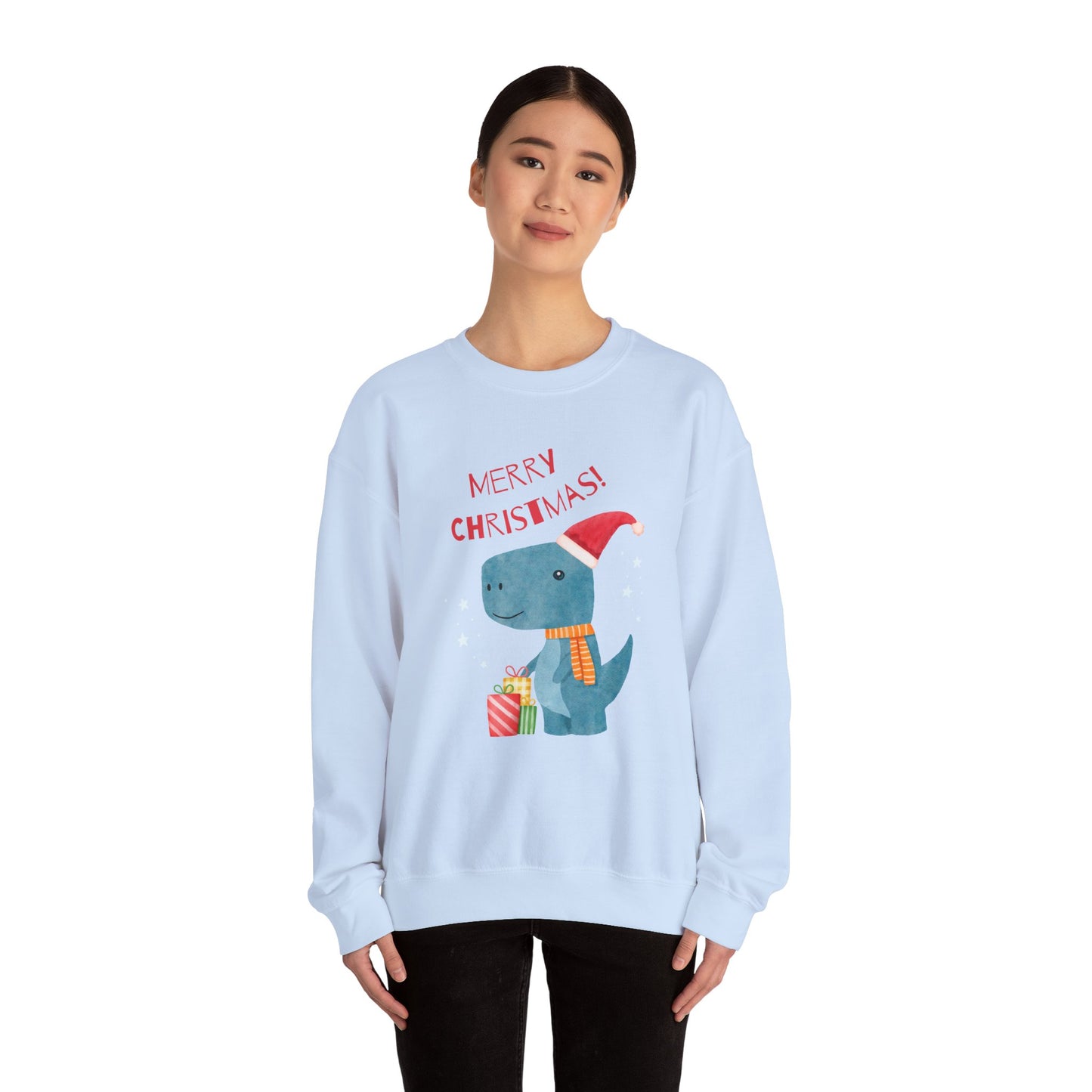 Merry Christmas Dino 🎄🦖🎁 Unisex Heavy Blend Crewneck Sweatshirt