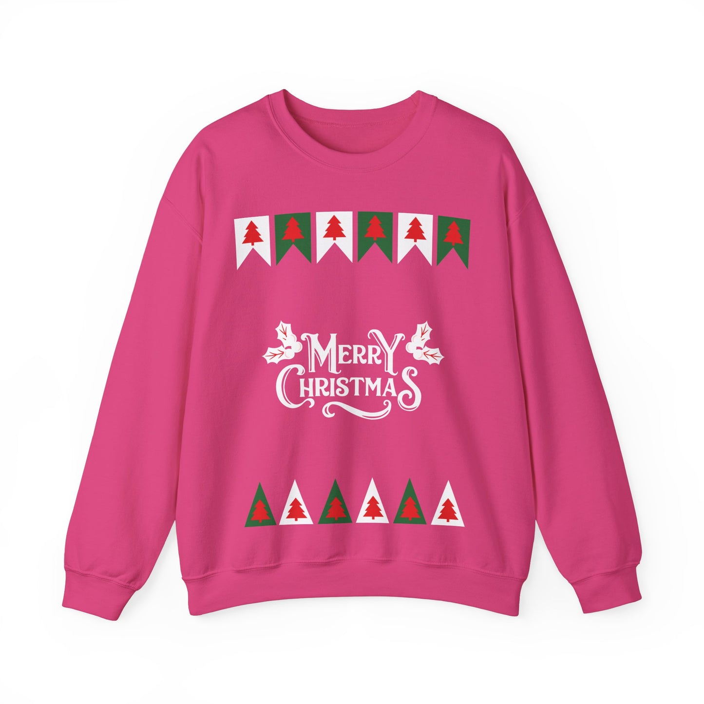 Unisex Heavy Blend Crewneck Sweatshirt Merry Christmas with Tree Border 🎄✨