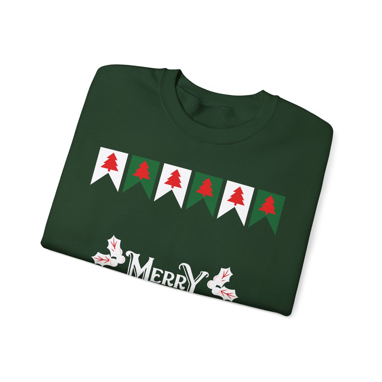 Unisex Heavy Blend Crewneck Sweatshirt Merry Christmas with Tree Border 🎄✨