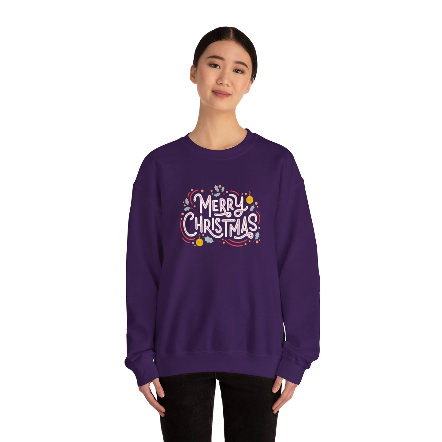 Unisex Heavy Blend Crewneck Sweatshirt Beautiful Merry Christmas Design 🎄✨