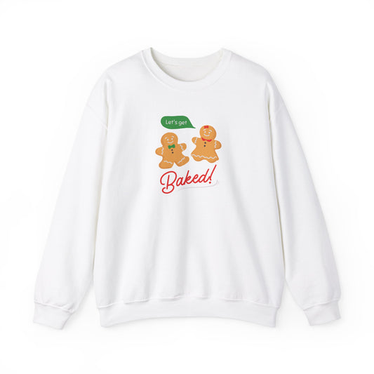 Unisex Heavy Blend Crewneck Sweatshirt Let's Get Baked Gingerbread Design 🍪🎄✨