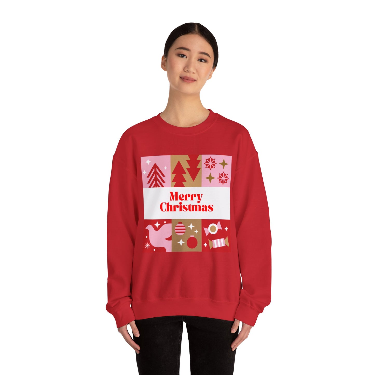 Unisex Heavy Blend Crewneck Sweatshirt Pink Christmas Montage 🎄💖✨