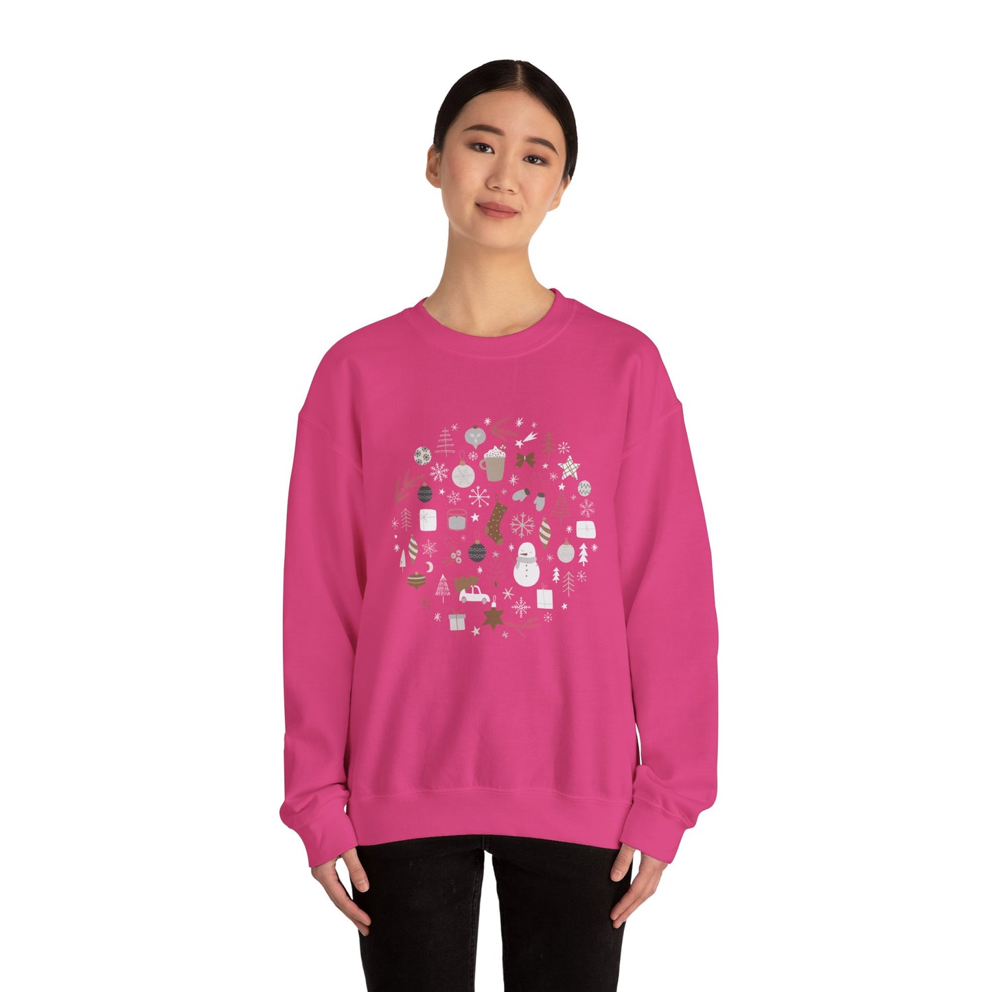 Unisex Heavy Blend Crewneck Sweatshirt Festive Holiday Round Collage 🎄☃️❄️