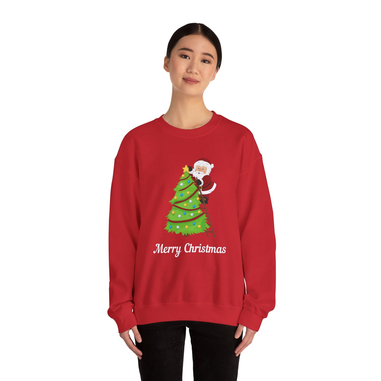 Unisex Heavy Blend Crewneck Sweatshirt Santa Climbing Ladder Merry Christmas 🎅🎄✨