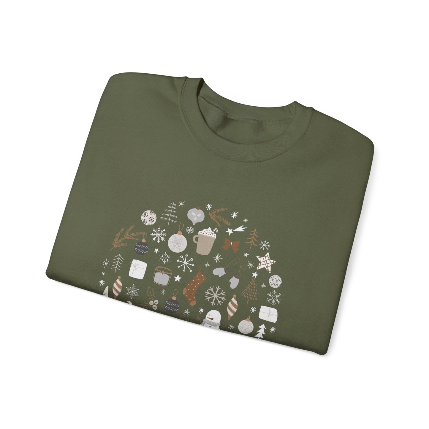 Unisex Heavy Blend Crewneck Sweatshirt Festive Holiday Round Collage 🎄☃️❄️