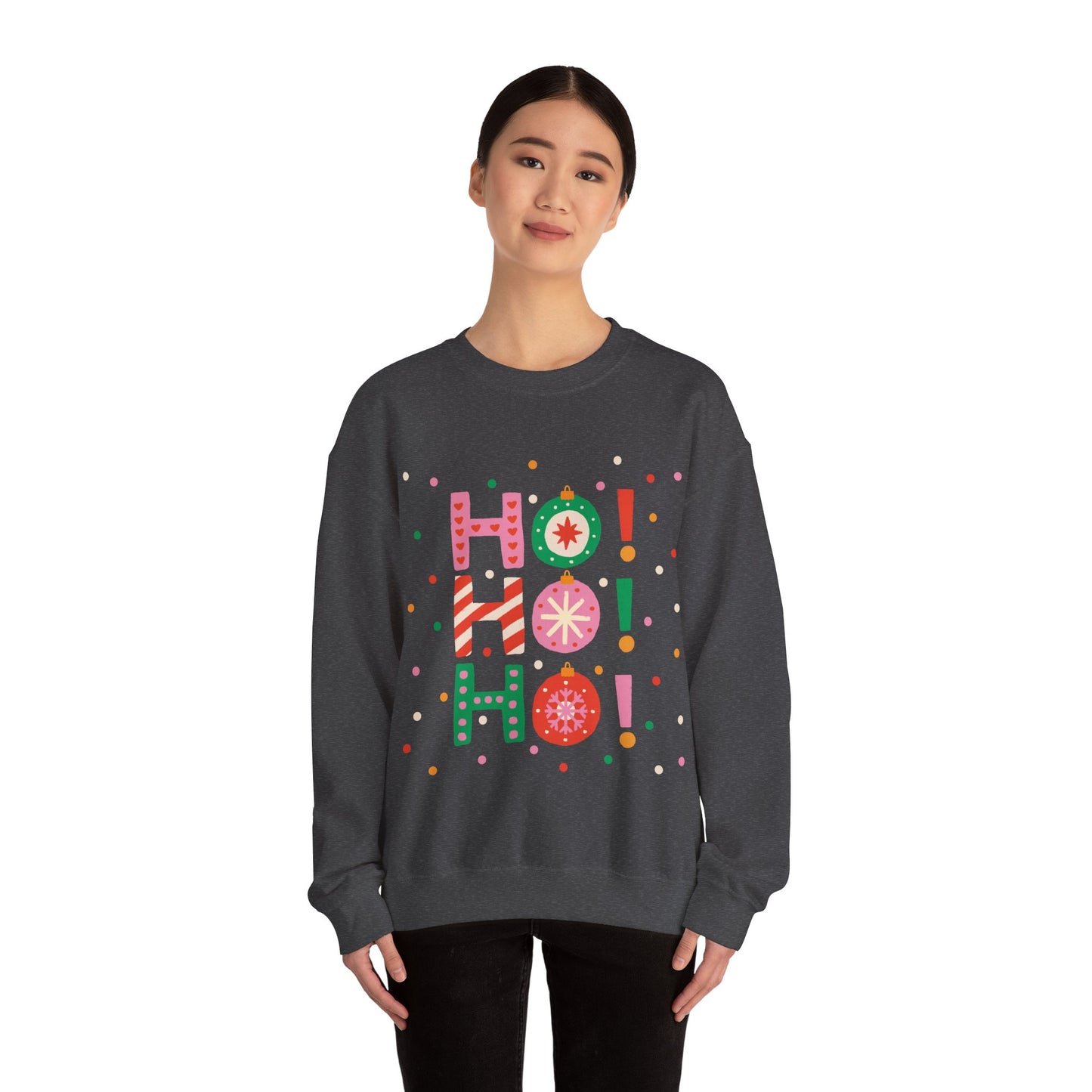 Unisex Heavy Blend Crewneck Sweatshirt Colorful Ho Ho Ho version 2 🎅✨