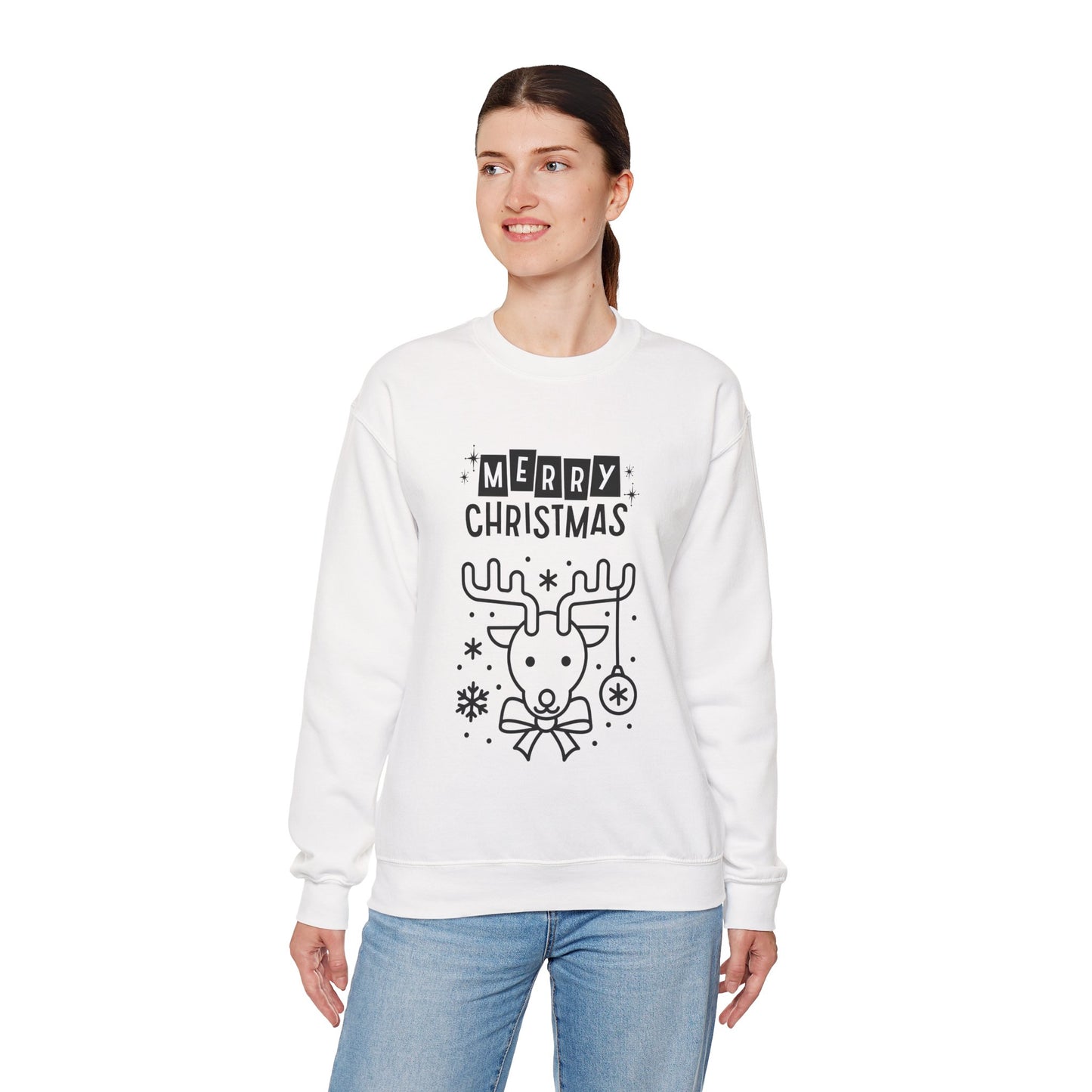 Merry Christmas Reindeer 🎄🦌✨ Unisex Heavy Blend Crewneck Sweatshirt