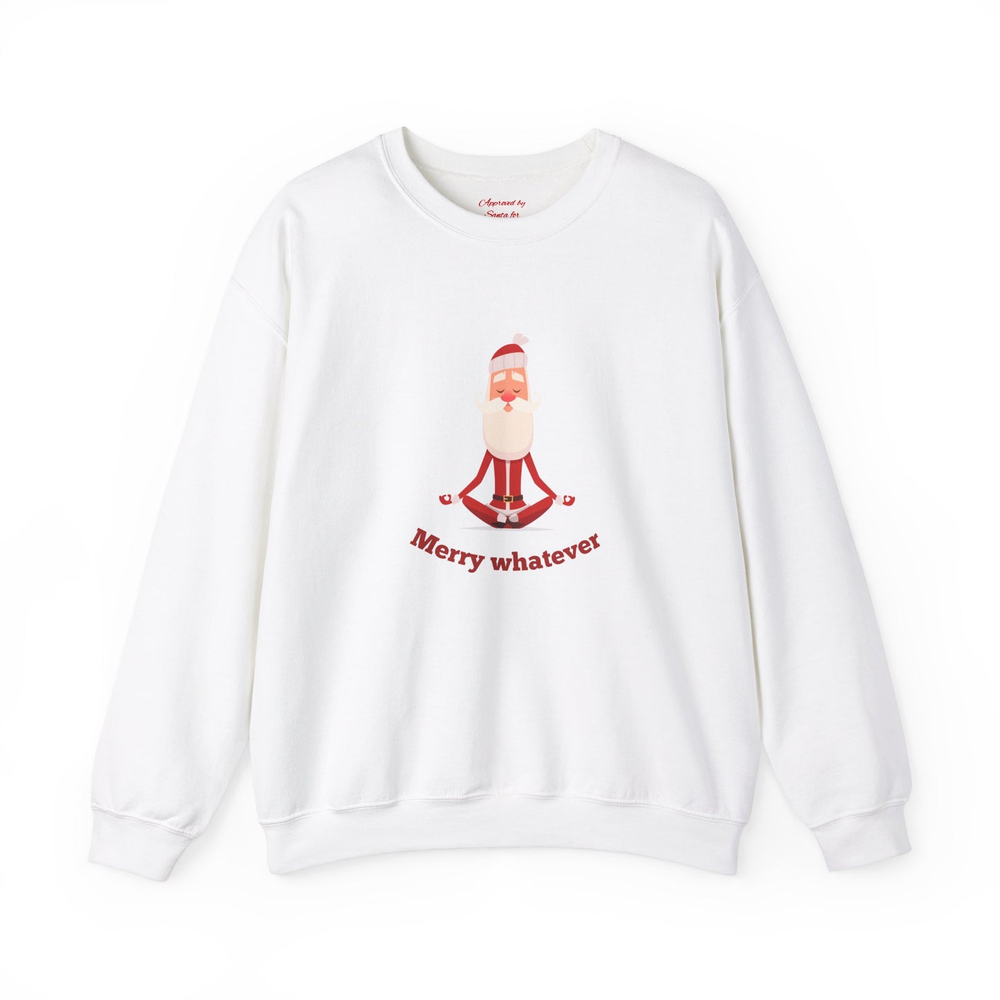 Unisex Heavy Blend Crewneck Sweatshirt Merry Whatever with Zen Santa 🧘‍♂️🎅✨