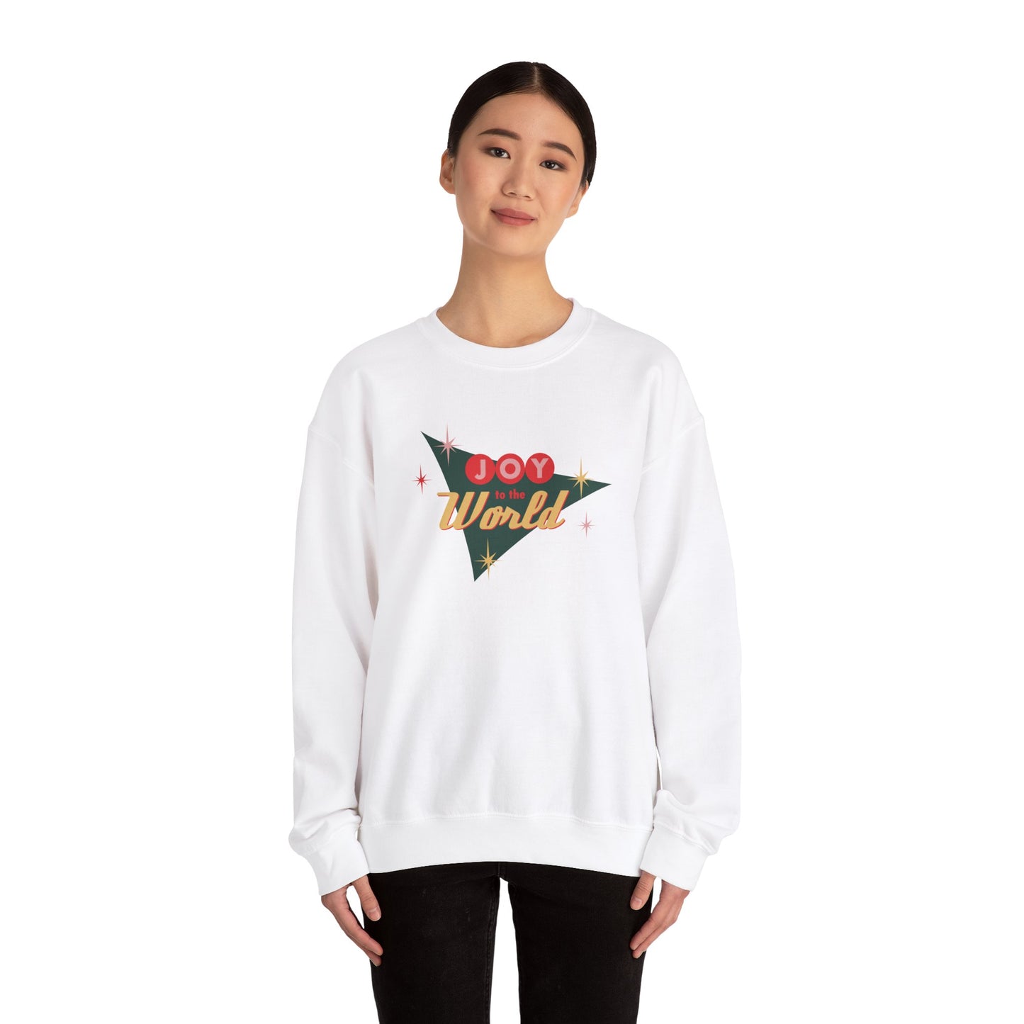 Unisex Heavy Blend Crewneck Sweatshirt Joy To The World in Retro 1950s Style 🎶✨