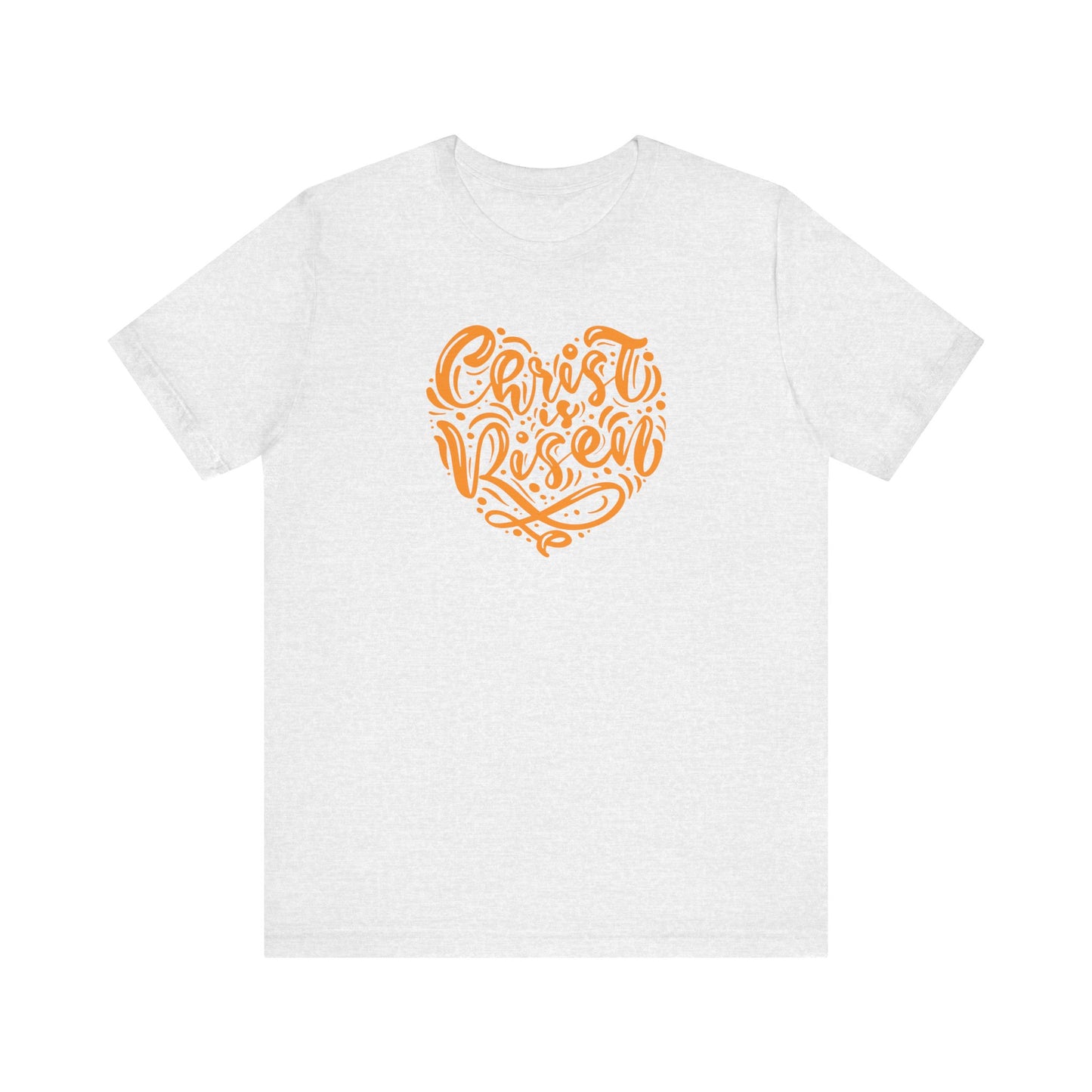 Christ is Risen Heart Shaped Orange Print Unisex Jersey Short Sleeve Tee