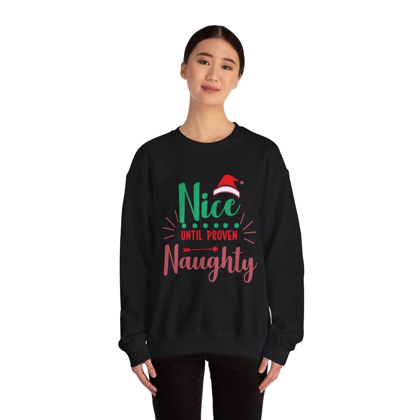 Unisex Heavy Blend Crewneck Sweatshirt Nice Until Proven Naughty 🎄😈✨