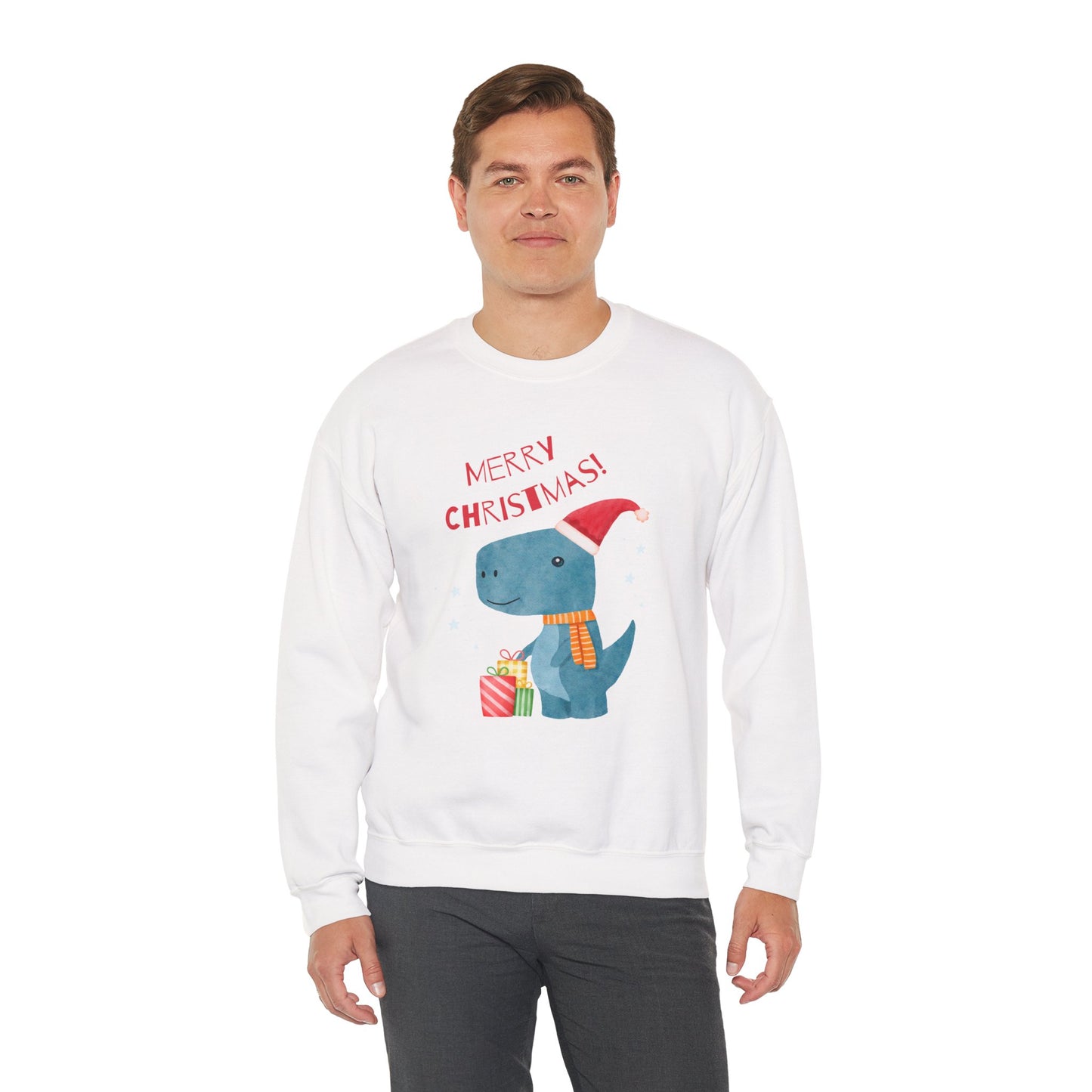 Merry Christmas Dino 🎄🦖🎁 Unisex Heavy Blend Crewneck Sweatshirt