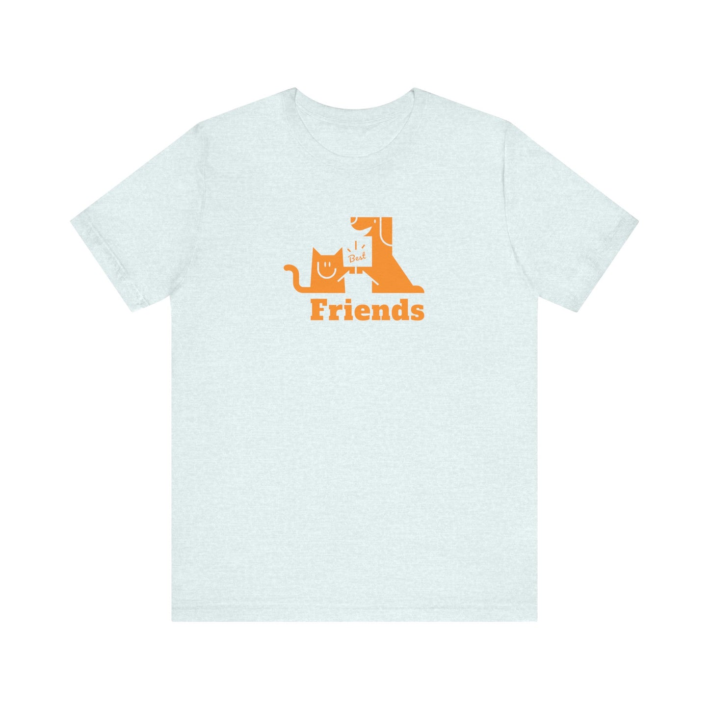 Cat & Dog Hi-5 Each Other Best Friends Orange Print Unisex Jersey Short Sleeve Tee