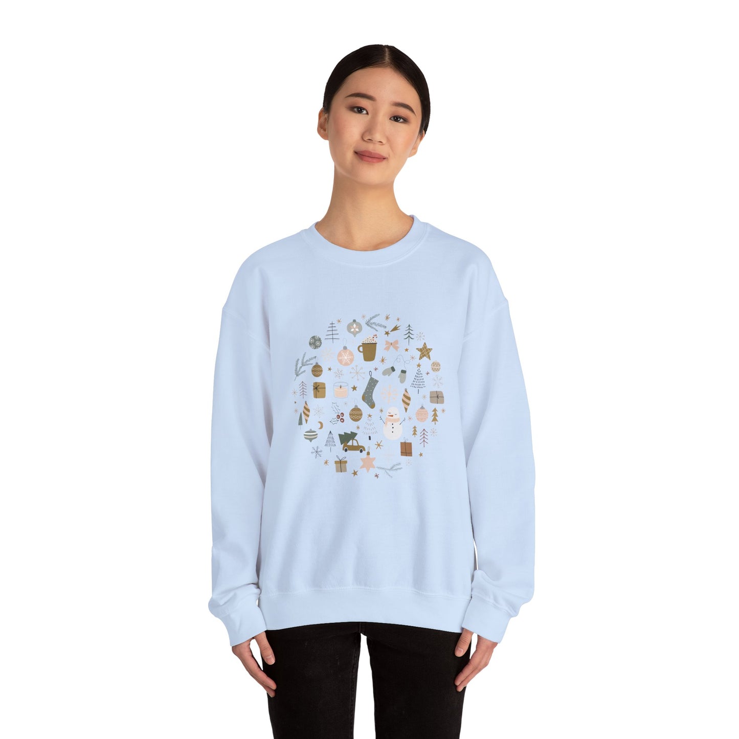 Unisex Heavy Blend Crewneck Sweatshirt Festive Holiday Round Collage 🎄☃️❄️