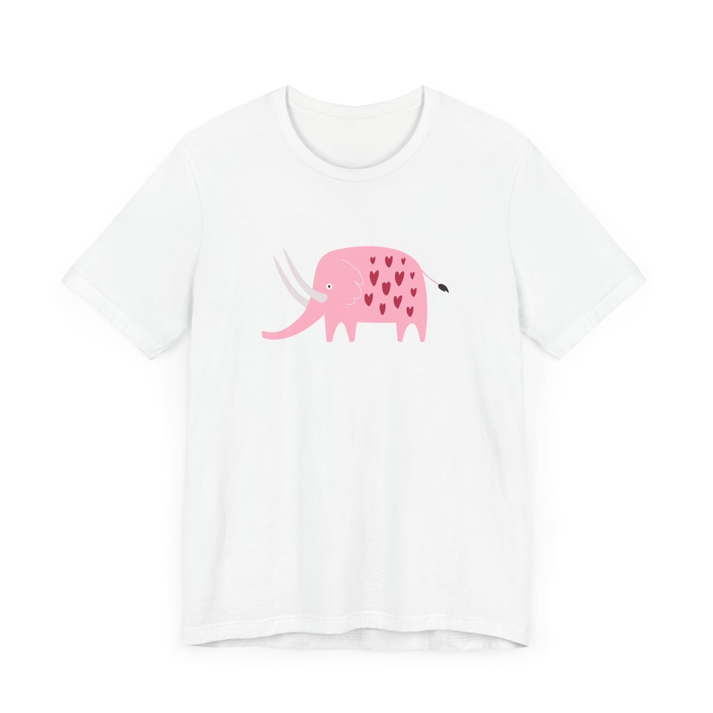 Unisex Jersey Short Sleeve Tee "Lovely Pink Pachyderm" Adorable Elephant with Hearts