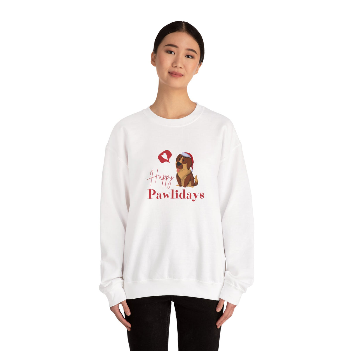 Happy Pawlidays with Santa Dog 🎅🐾❤️ Unisex Heavy Blend Crewneck Sweatshirt