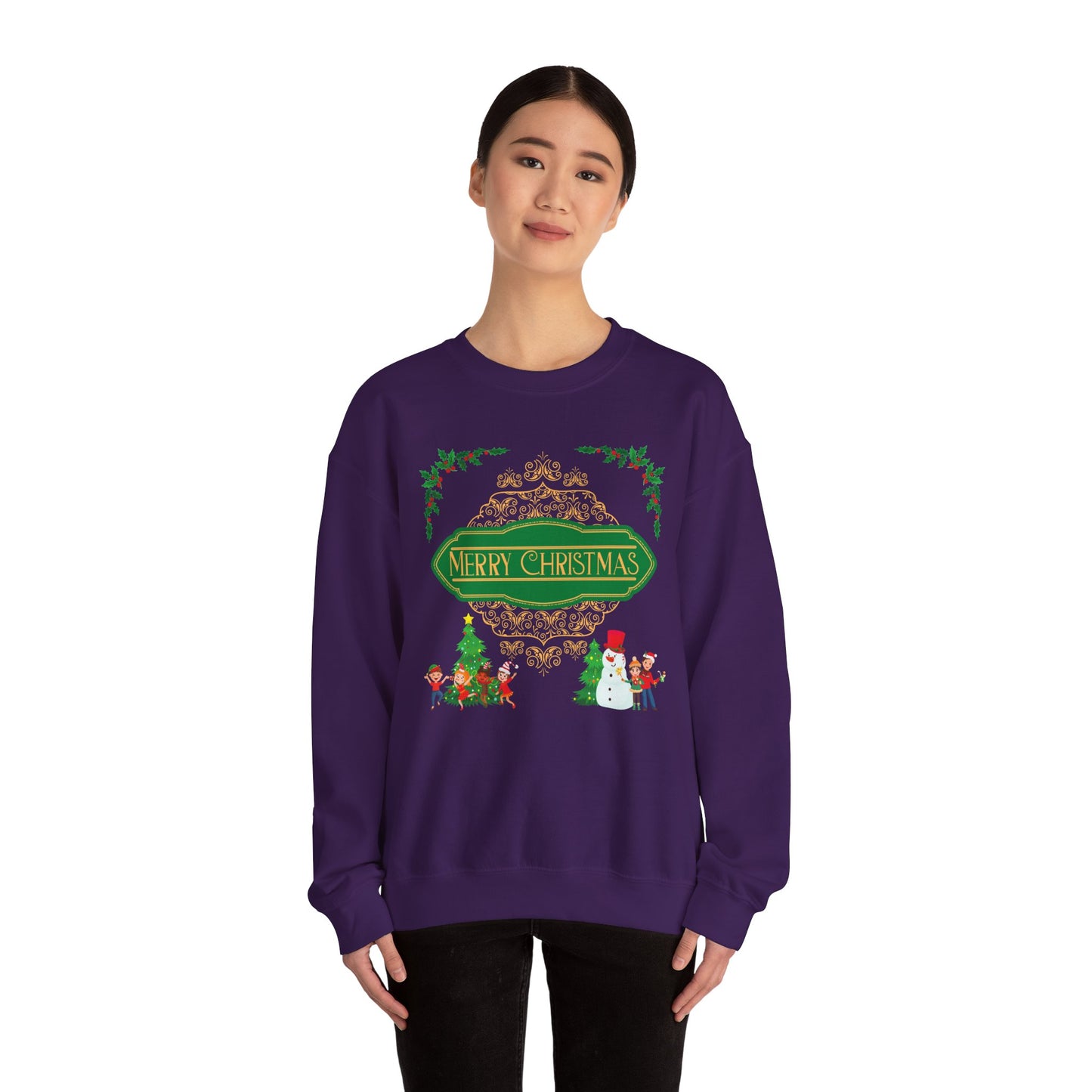 Unisex Heavy Blend Crewneck Sweatshirt Elegant Merry Christmas 🎄☃️✨