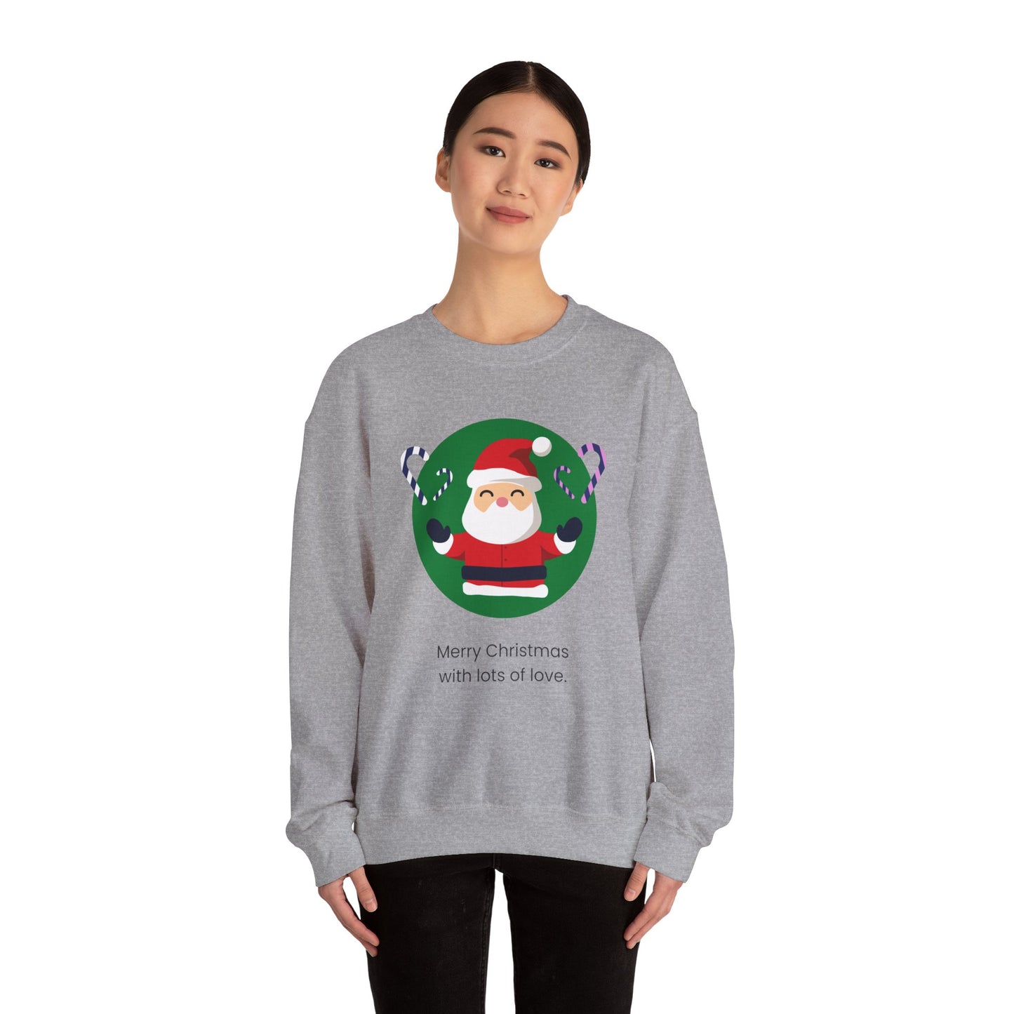 Unisex Heavy Blend Crewneck Sweatshirt Merry Christmas With Lots Of Love 🎅❤️🍭