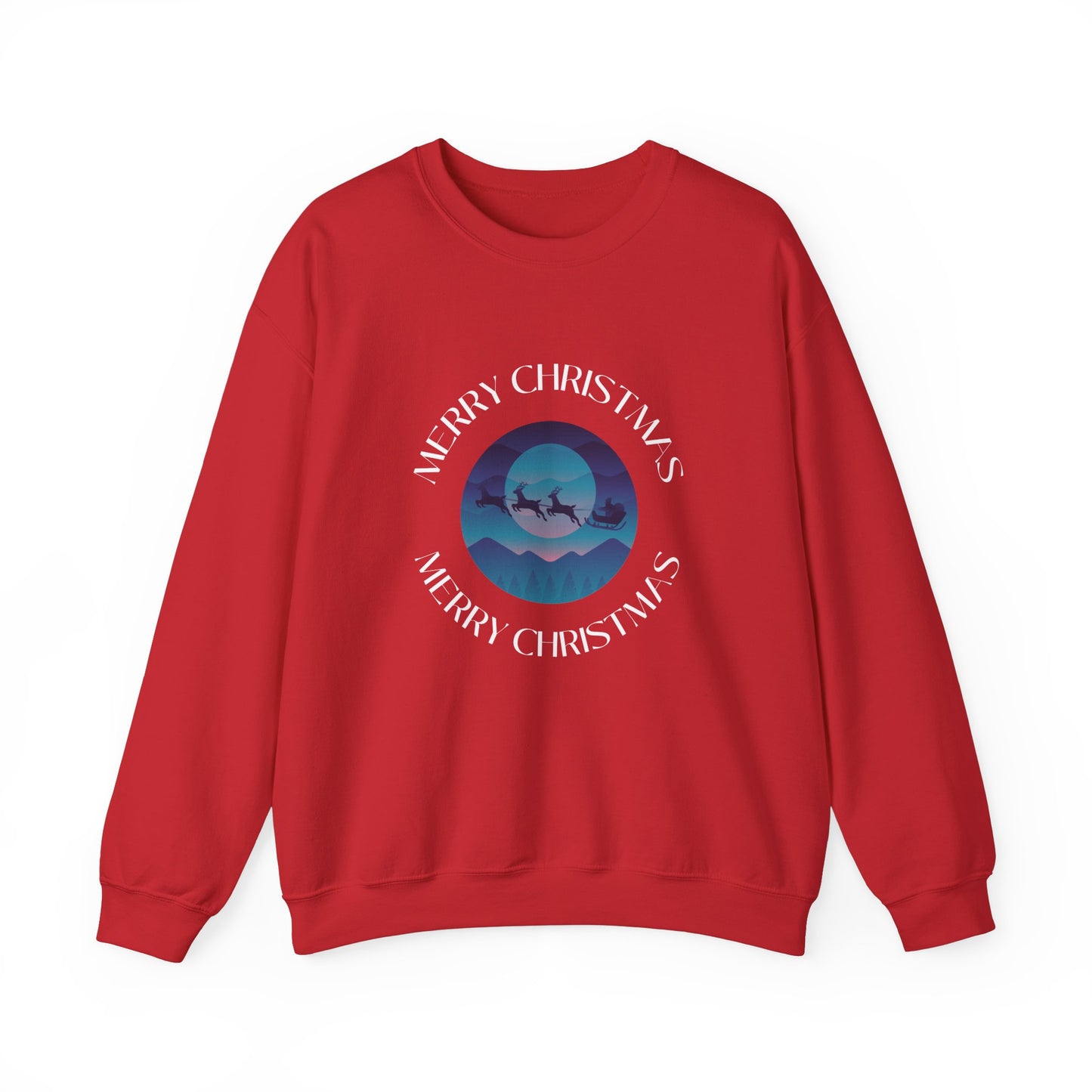 Unisex Heavy Blend Crewneck Sweatshirt Merry Christmas with Santa's Sleigh 🎅🌌