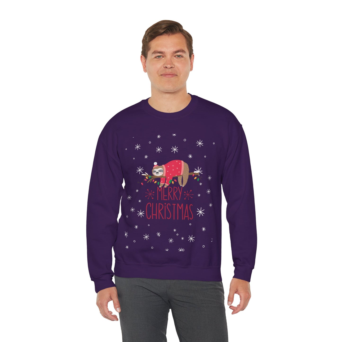 Merry Christmas Sloth 🎄🦥✨ Unisex Heavy Blend Crewneck Sweatshirt