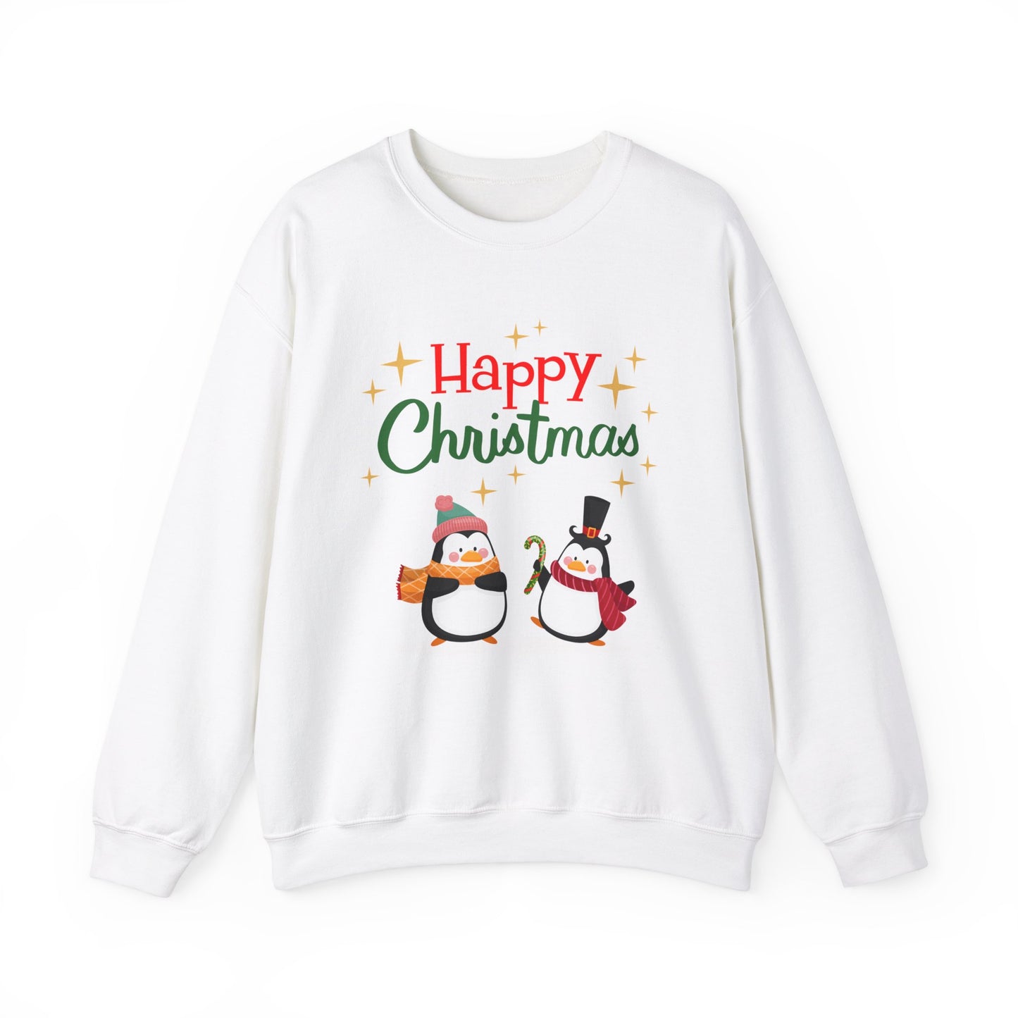 Unisex Heavy Blend Crewneck Sweatshirt Happy Christmas with Penguins 🎄🐧✨