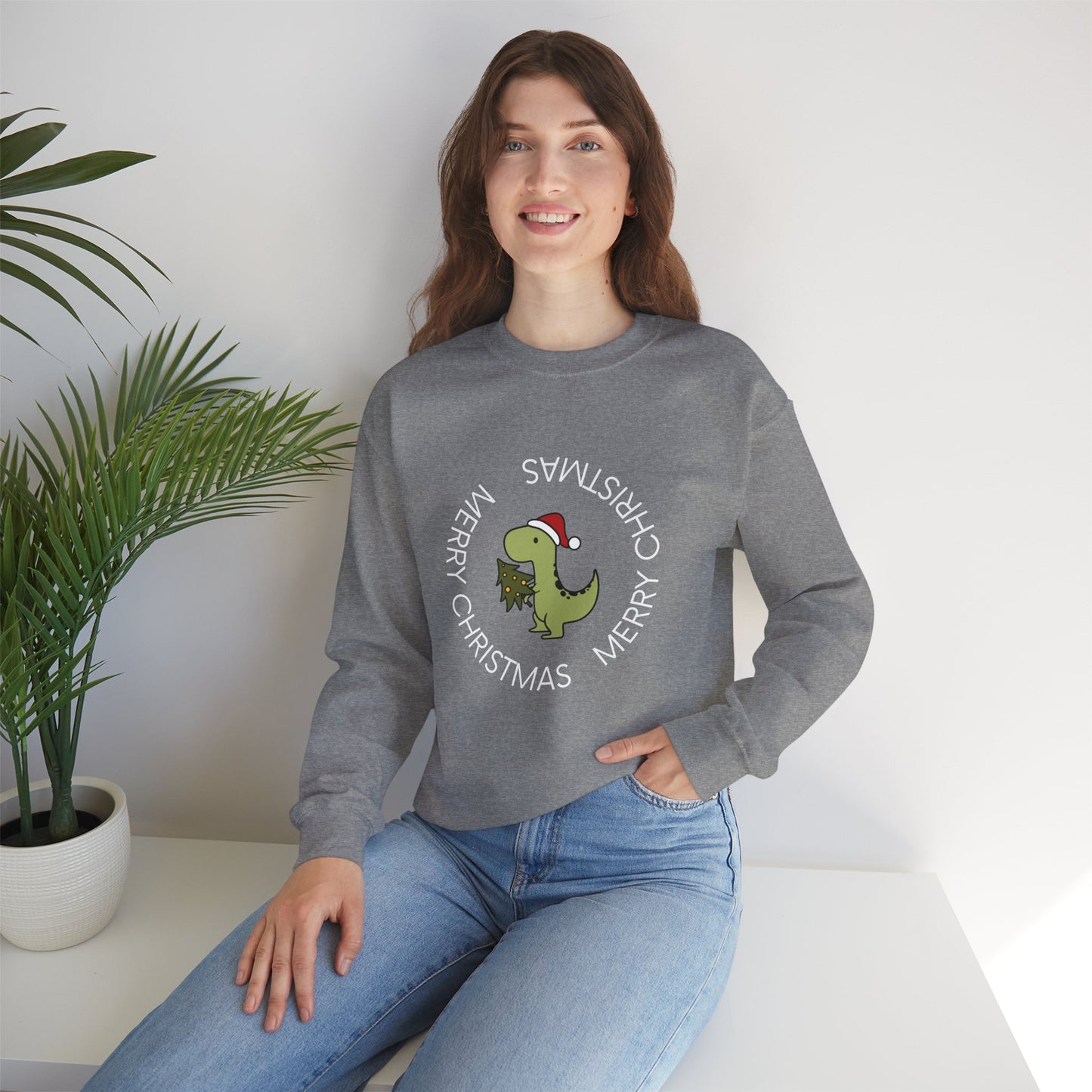 Dino-Merry Christmas 🎄🦖🎅 Unisex Heavy Blend Crewneck Sweatshirt