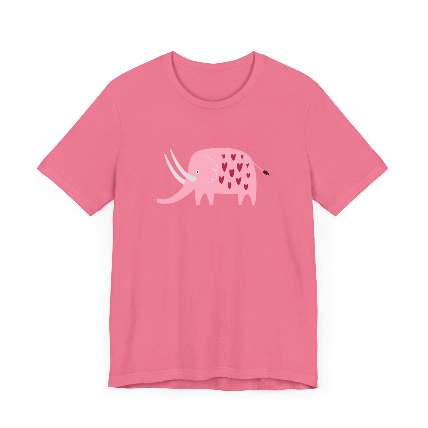 Unisex Jersey Short Sleeve Tee "Lovely Pink Pachyderm" Adorable Elephant with Hearts