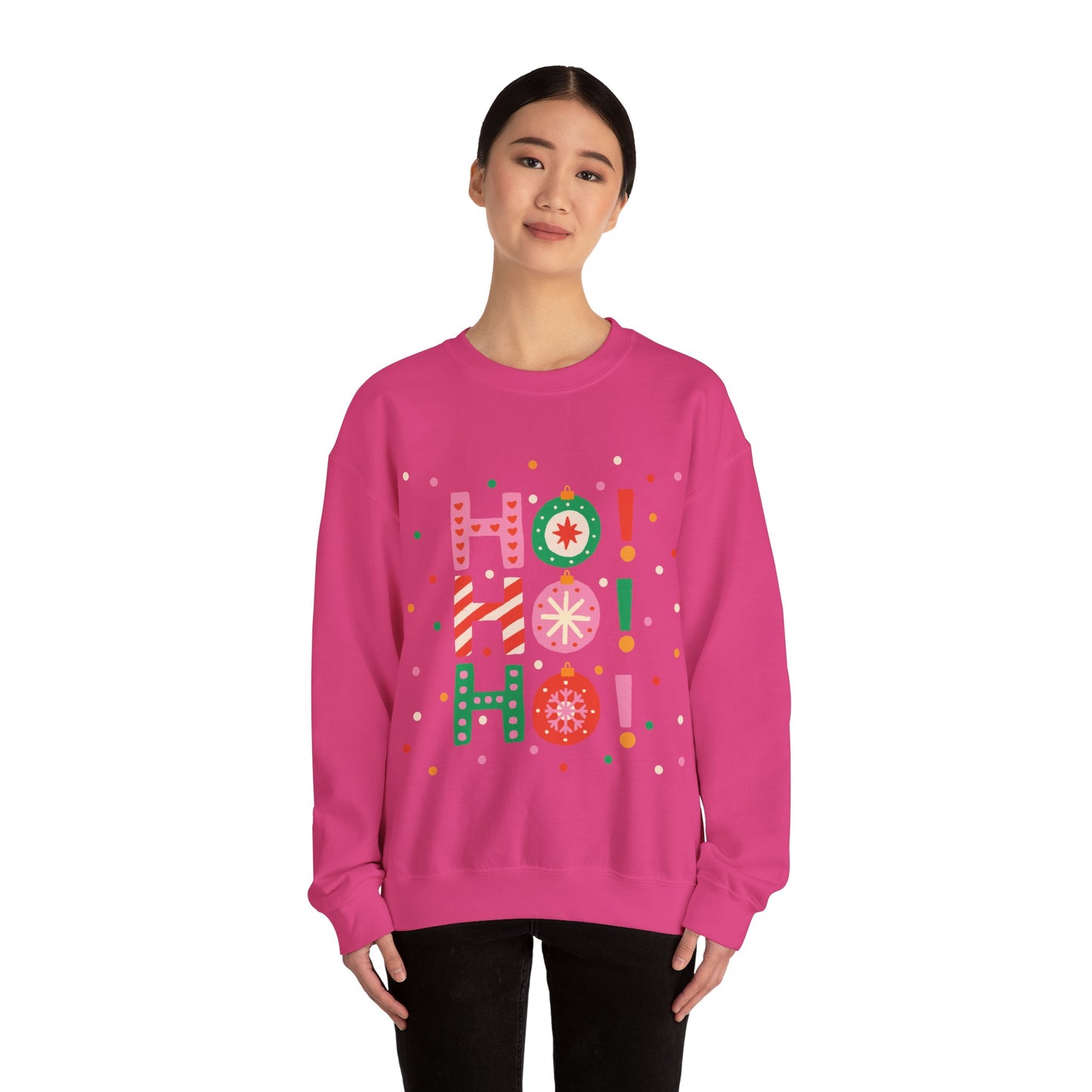 Unisex Heavy Blend Crewneck Sweatshirt Colorful Ho Ho Ho version 2 🎅✨