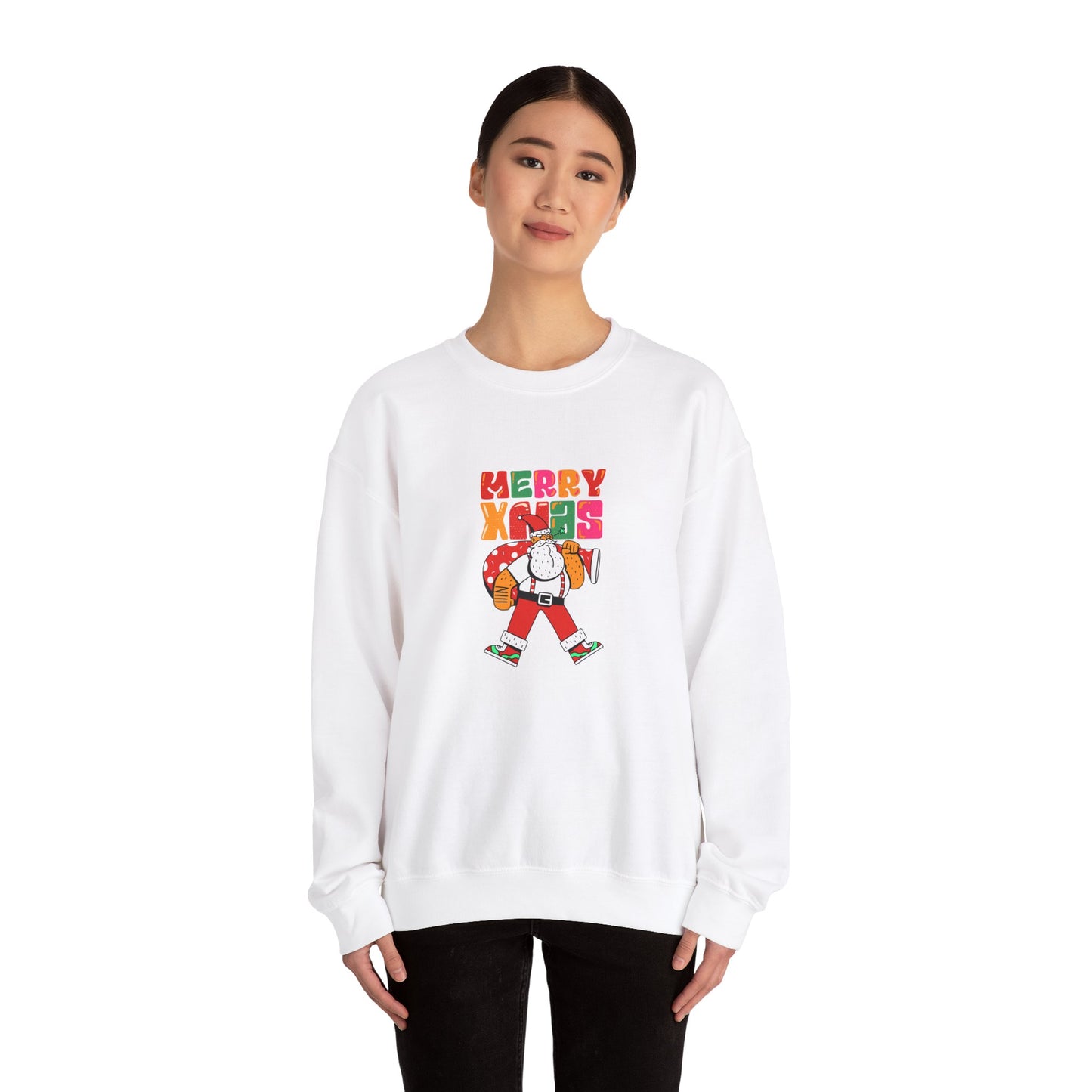 Unisex Heavy Blend Crewneck Sweatshirt Merry Xmas with Fit Santa 🎅🎁✨