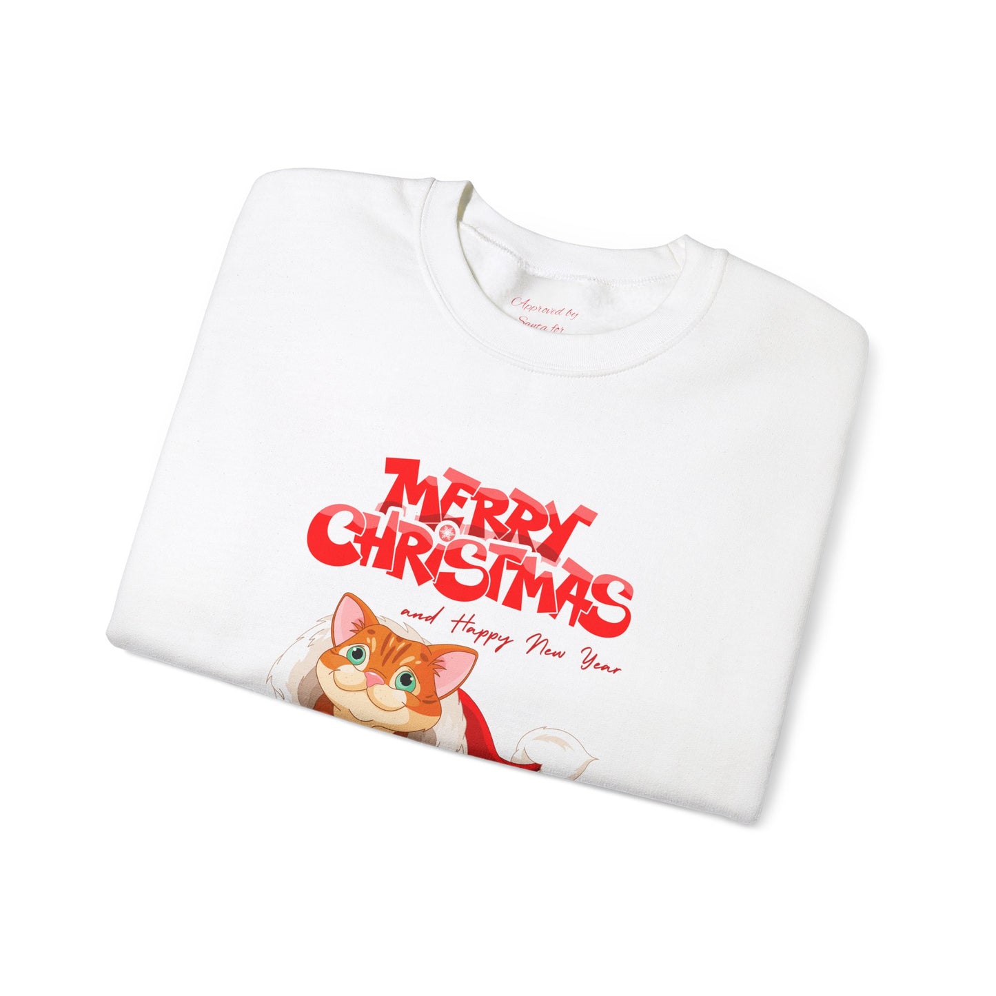 Unisex Heavy Blend Crewneck Sweatshirt Bashful Kitten Merry Christmas 🎅🐾✨