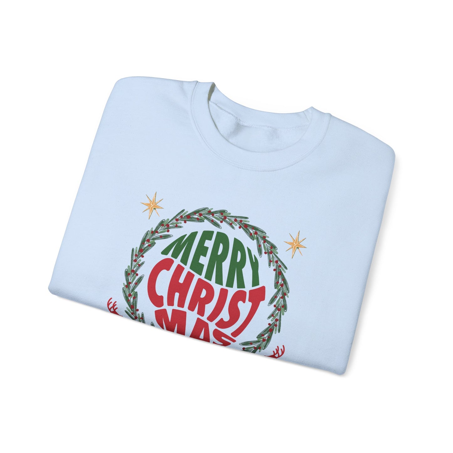 Unisex Heavy Blend Crewneck Sweatshirt Merry Christmas Wreath Design 🎄✨